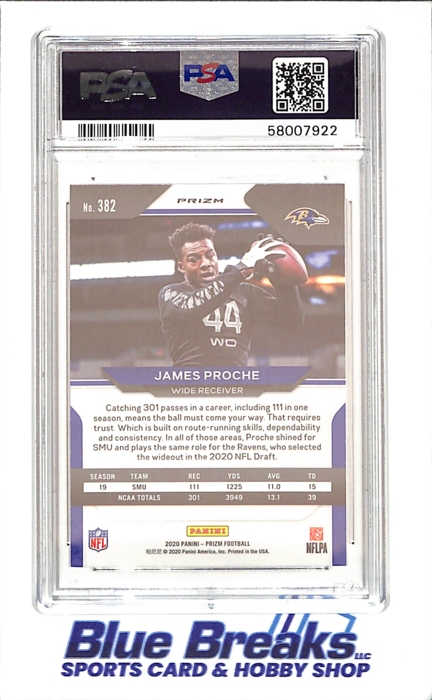 2020 Panini Prizm - James Proche - Silver Prizm - PSA 9 - RC - Baltimore Ravens - Football - #382