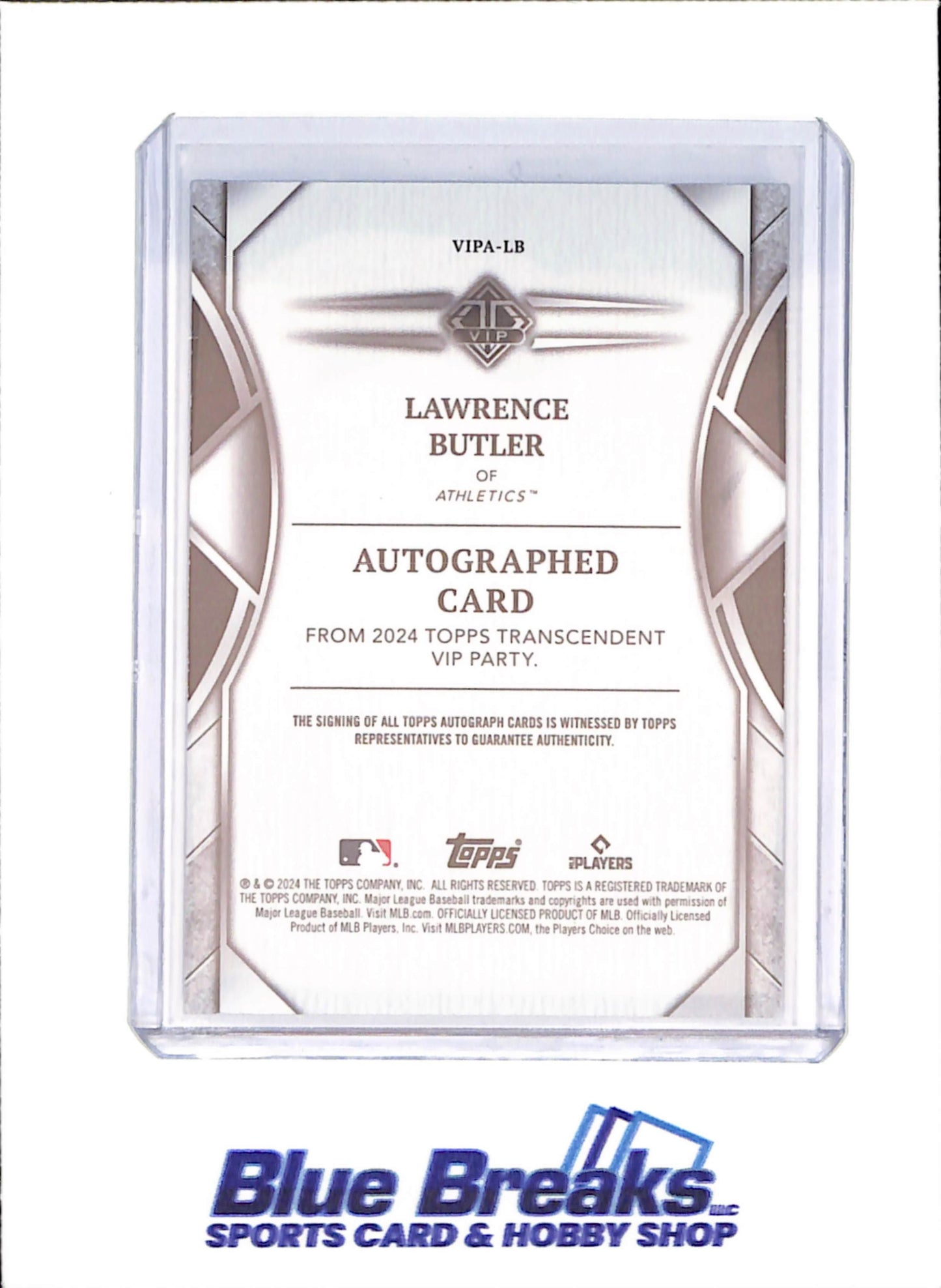 2024 Topps Transcendant VIP - Lawrence Butler - Autograph - RC - 13/15 - Oakland Athletics - Baseball - #VIP-LB
