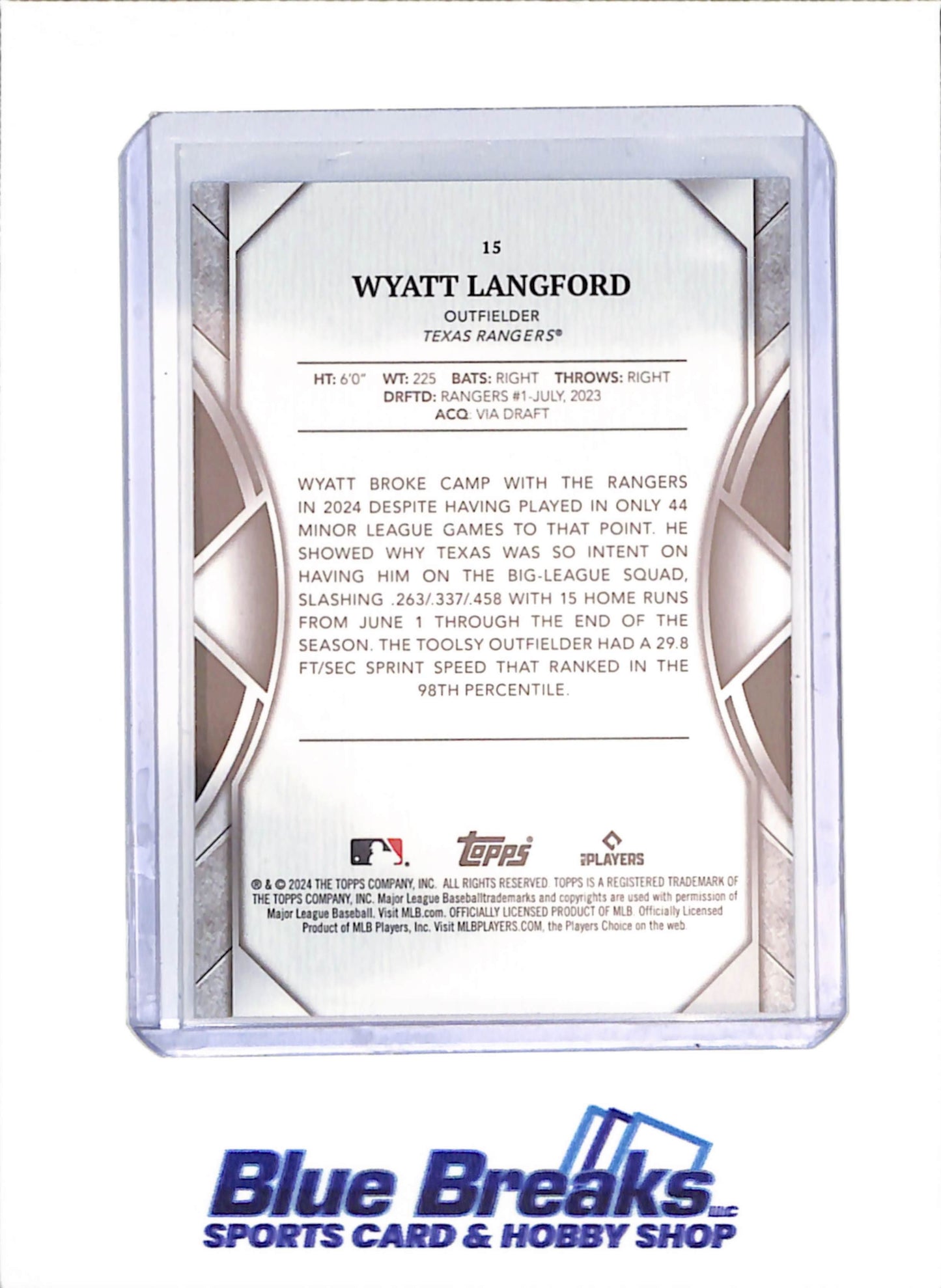 2024 Topps Transcendant VIP - Wyatt Langford - RC - 7/10 - Texas Rangers - Baseball - #15