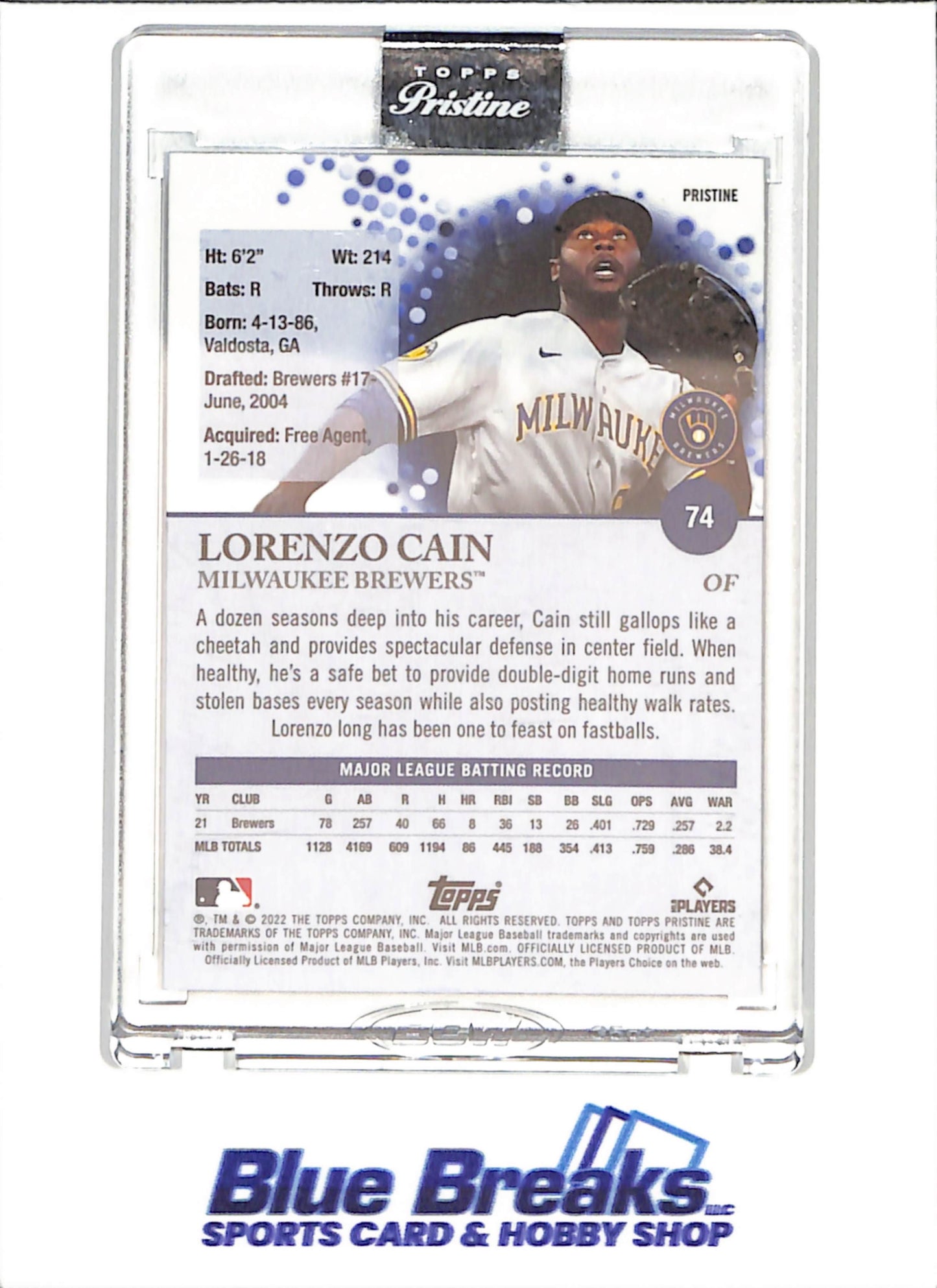 2022 Topps Pristine - Lorenzo Cain - Pristine Pulsar Refractor - Milwaukee Brewers - Baseball - #74