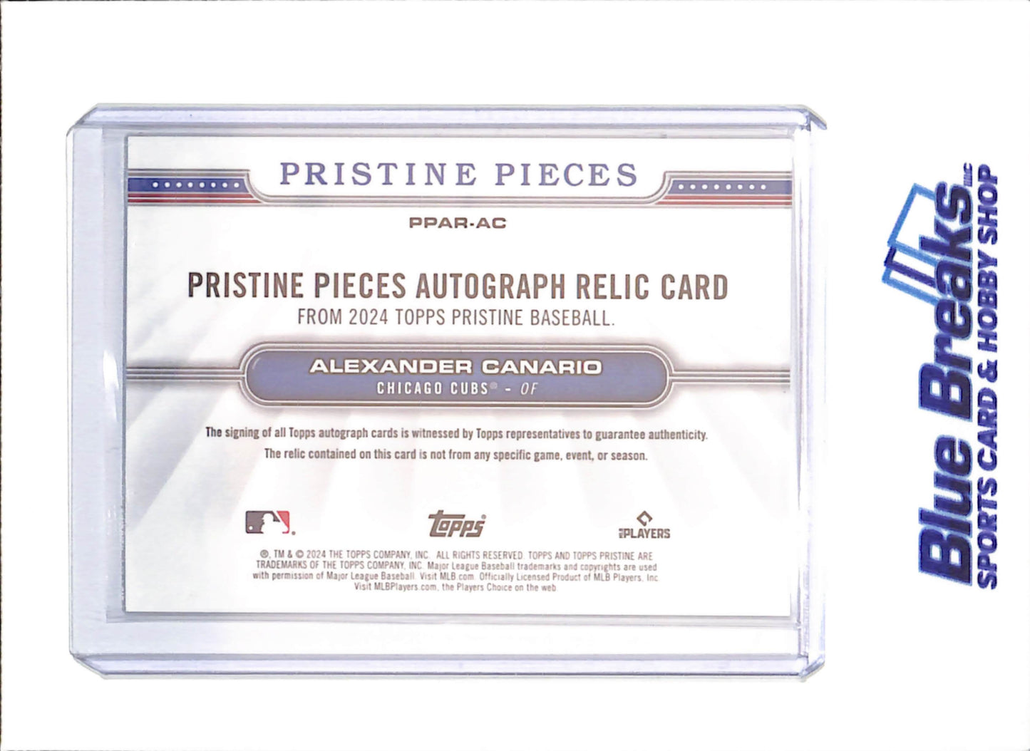 2024 Topps Pristine - Alexander Canario - Pristine Pieces Autograph Relic - RC - Chicago Cubs - Baseball - #PPAR-AC