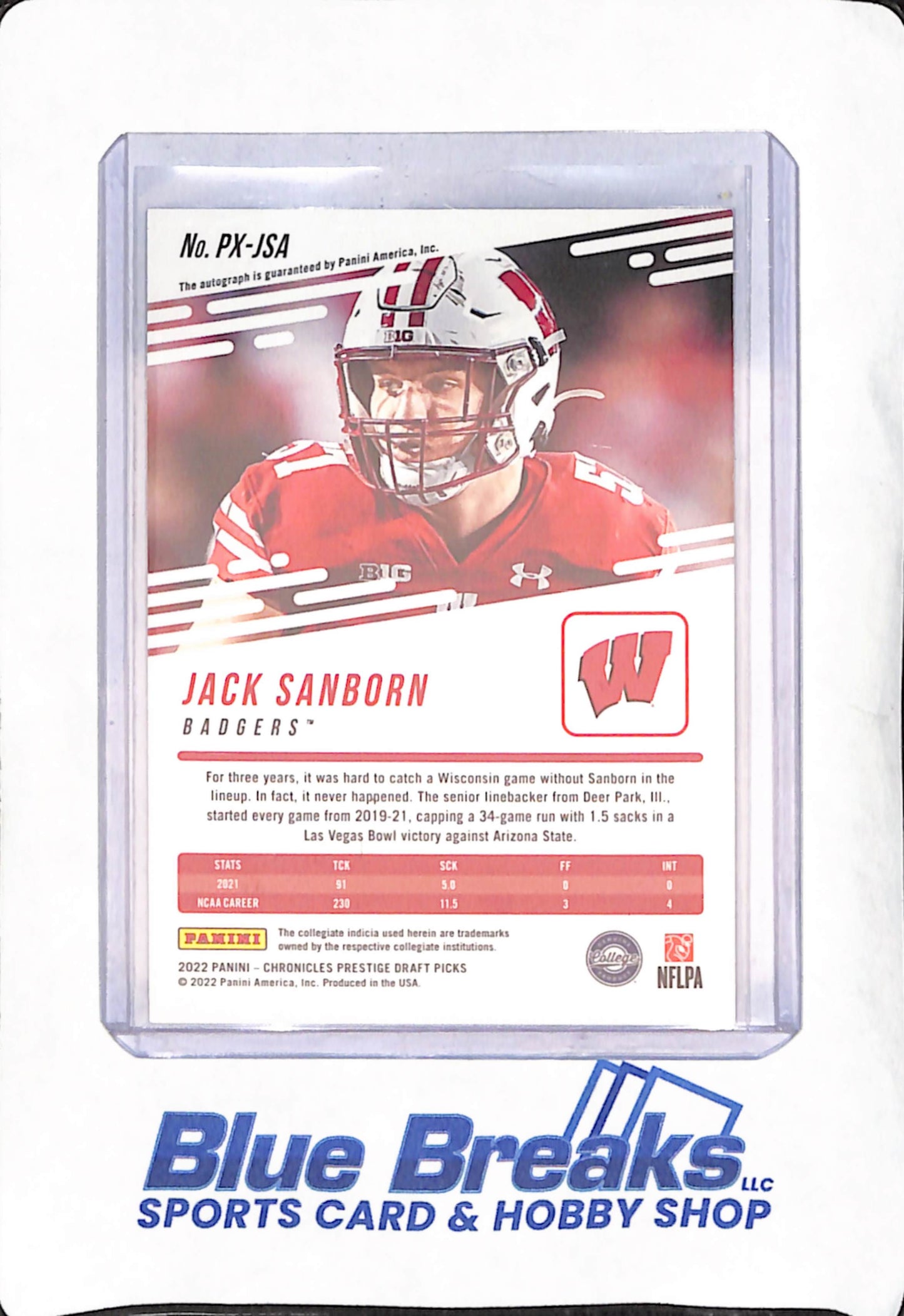 2022 Panini Prestige - Jack Sanborn - Autograph - Washington Badgers - Football - #PX-JSA