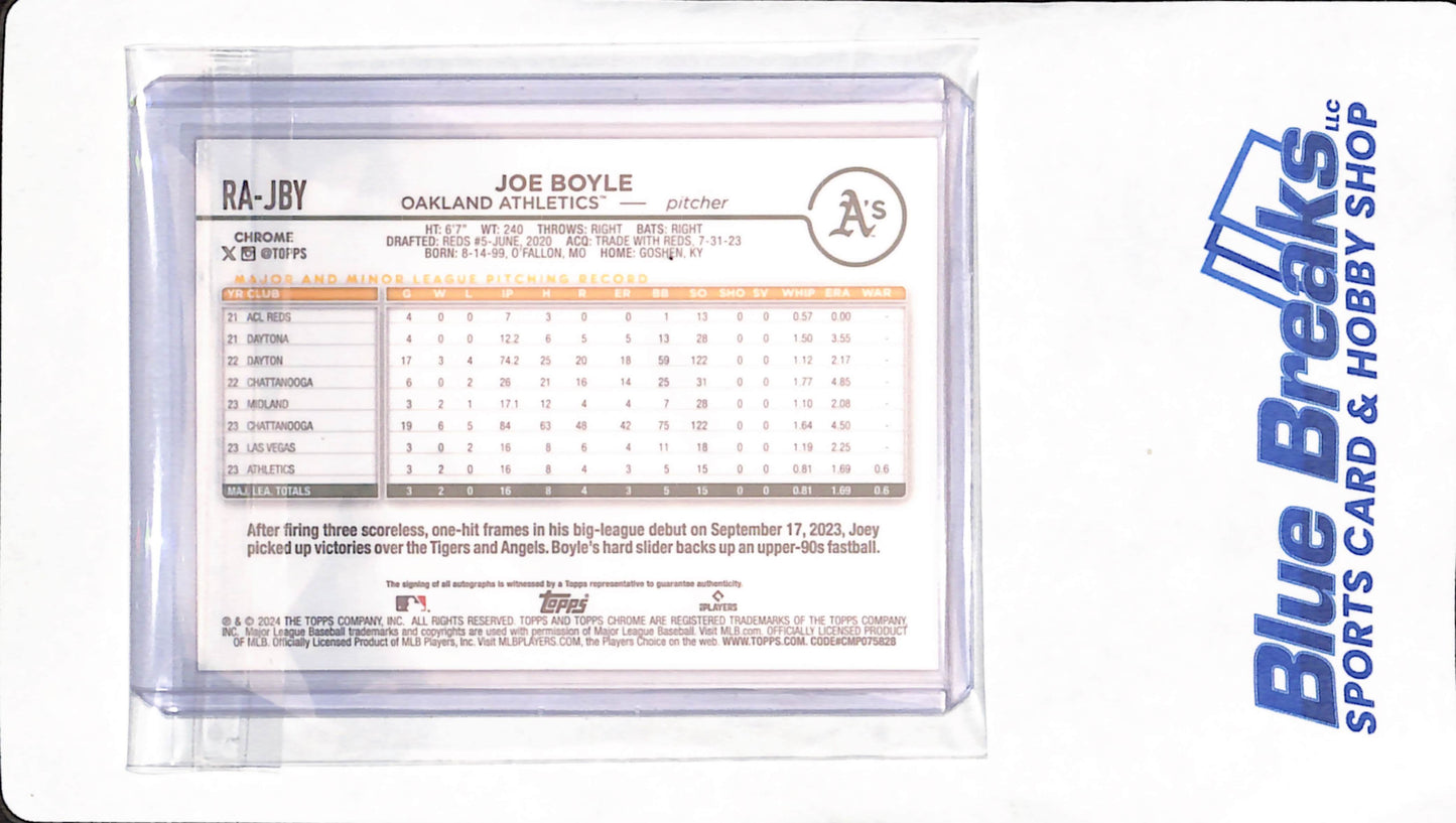 2024 Topps Chrome - red - Joe Boyle - auto - 3/5 - RC - #RA-JBY - baseball - Athletics