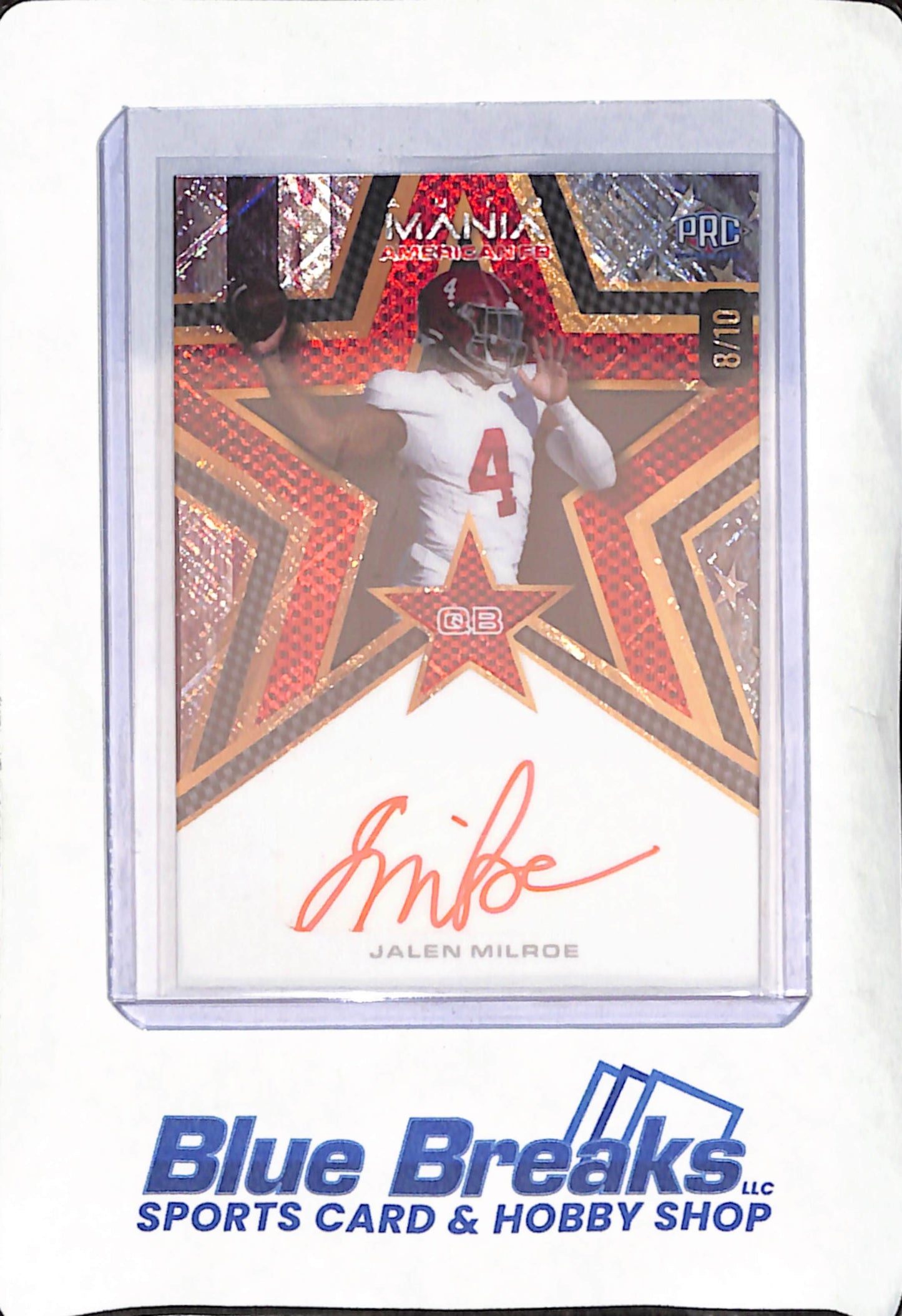 2024 Wild Card Auto Mania - Jalen Milroe - Red Autograph - Alabama - Football - 8/10 - #AMAS-JM