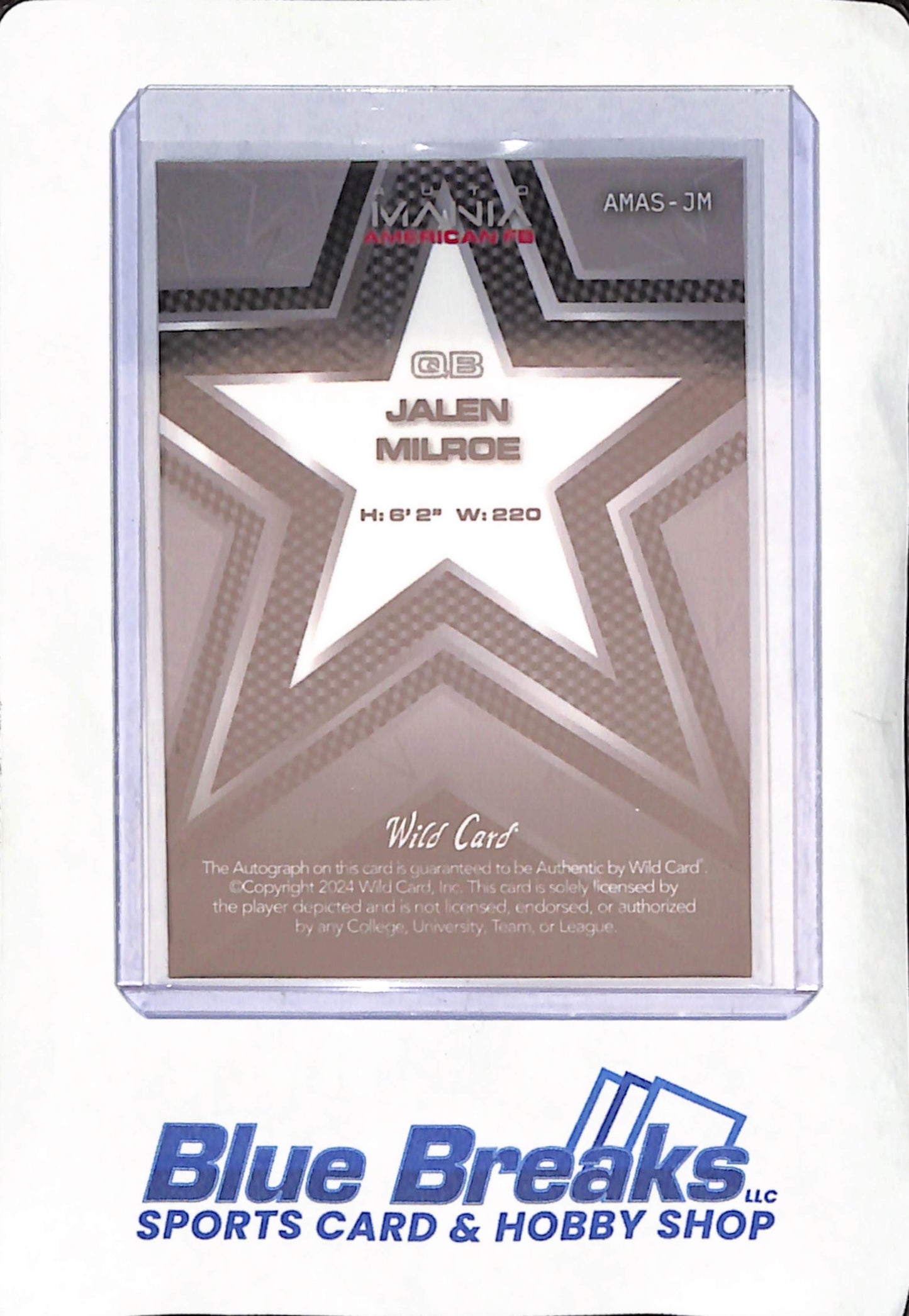 2024 Wild Card Auto Mania - Jalen Milroe - Red Autograph - Alabama - Football - 8/10 - #AMAS-JM