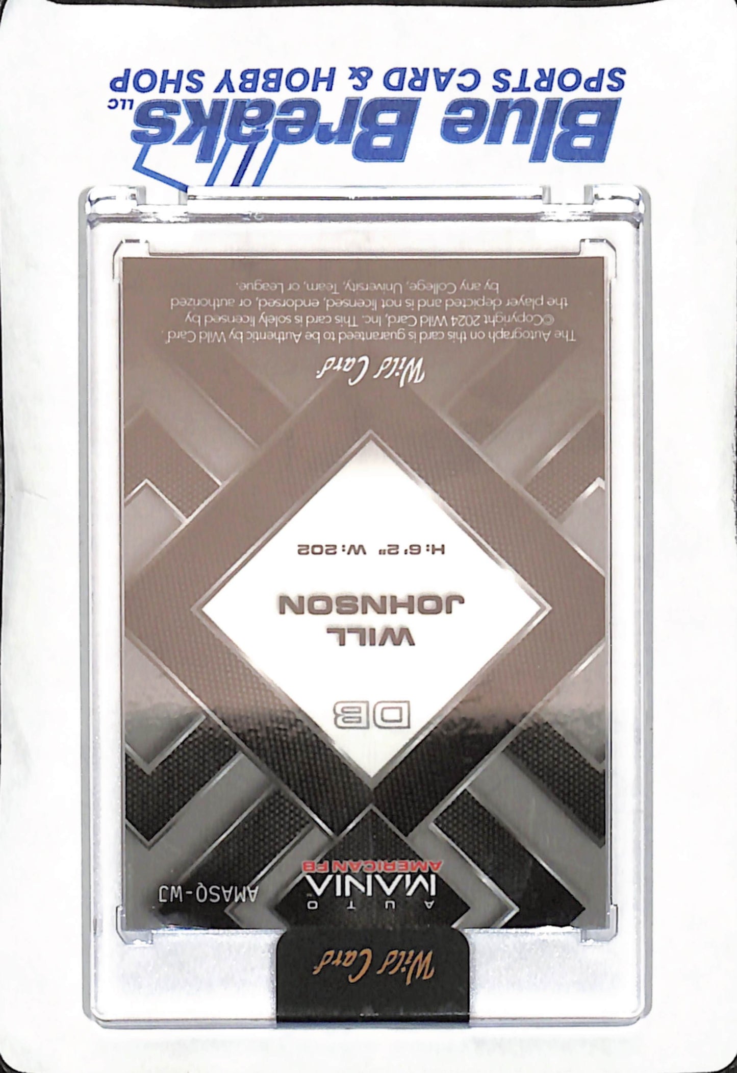 2024 Wild Card Auto Mania - Will Johnson - Autograph - Michigan Wolverines - Football - 1/1 - #AMASQ-W3