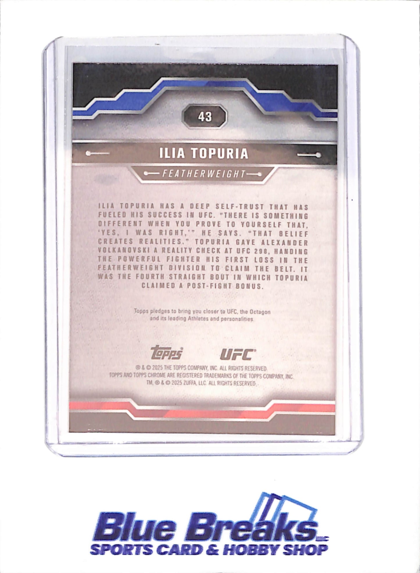2025 Topps Chrome Sapphire - Ilia Topuria - 53/75 - UFC - #43 - drop