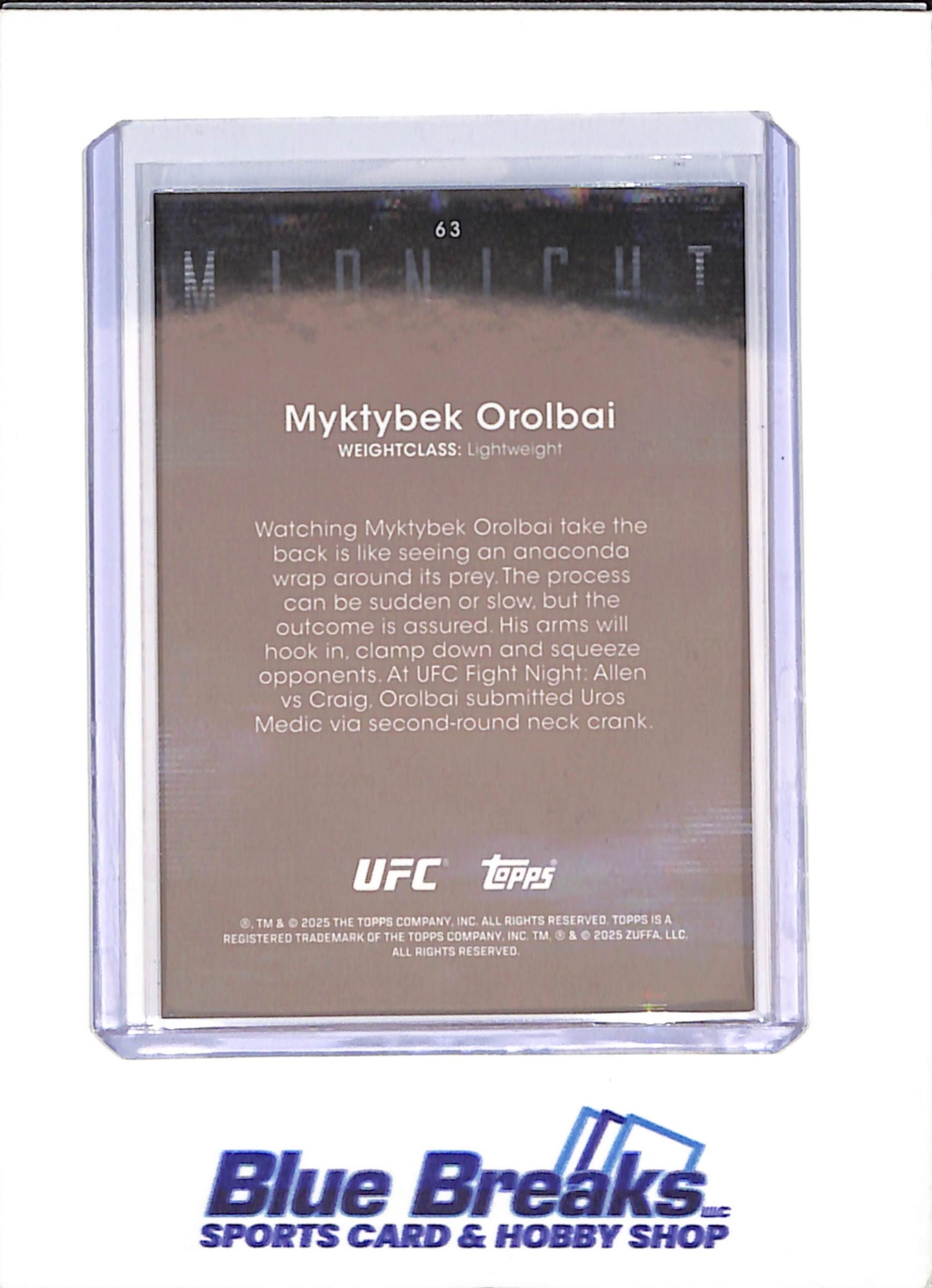 2025 Topps Midnight - Myktybek Orolbai - UFC - #63 - drop
