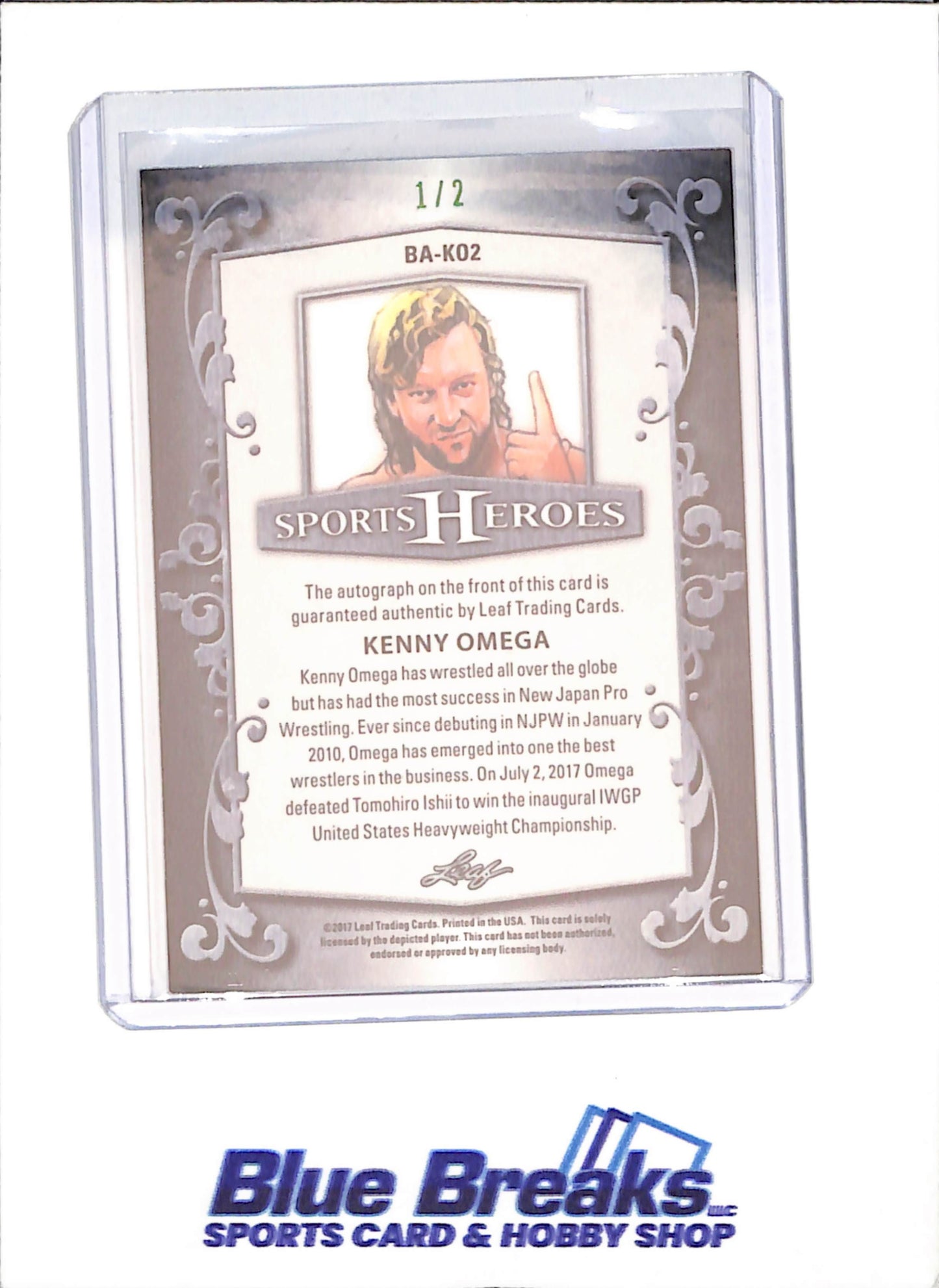 2017 Leaf Metal Sports Heroes - Kenny Omega - Green Autograph - 1/2 - Wrestling - #BA-K02 - drop