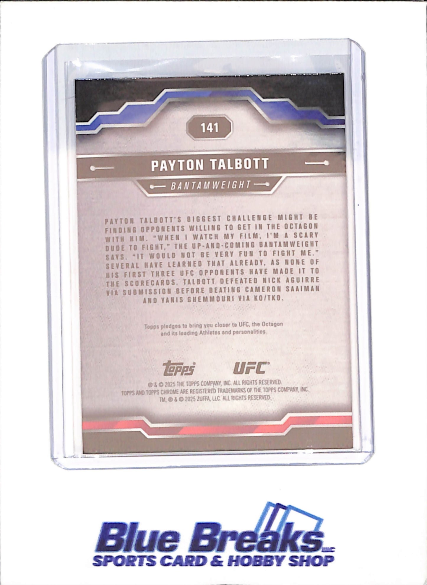 2025 Topps Chrome Sapphire - Payton Talbott - RC - UFC - #141 - drop