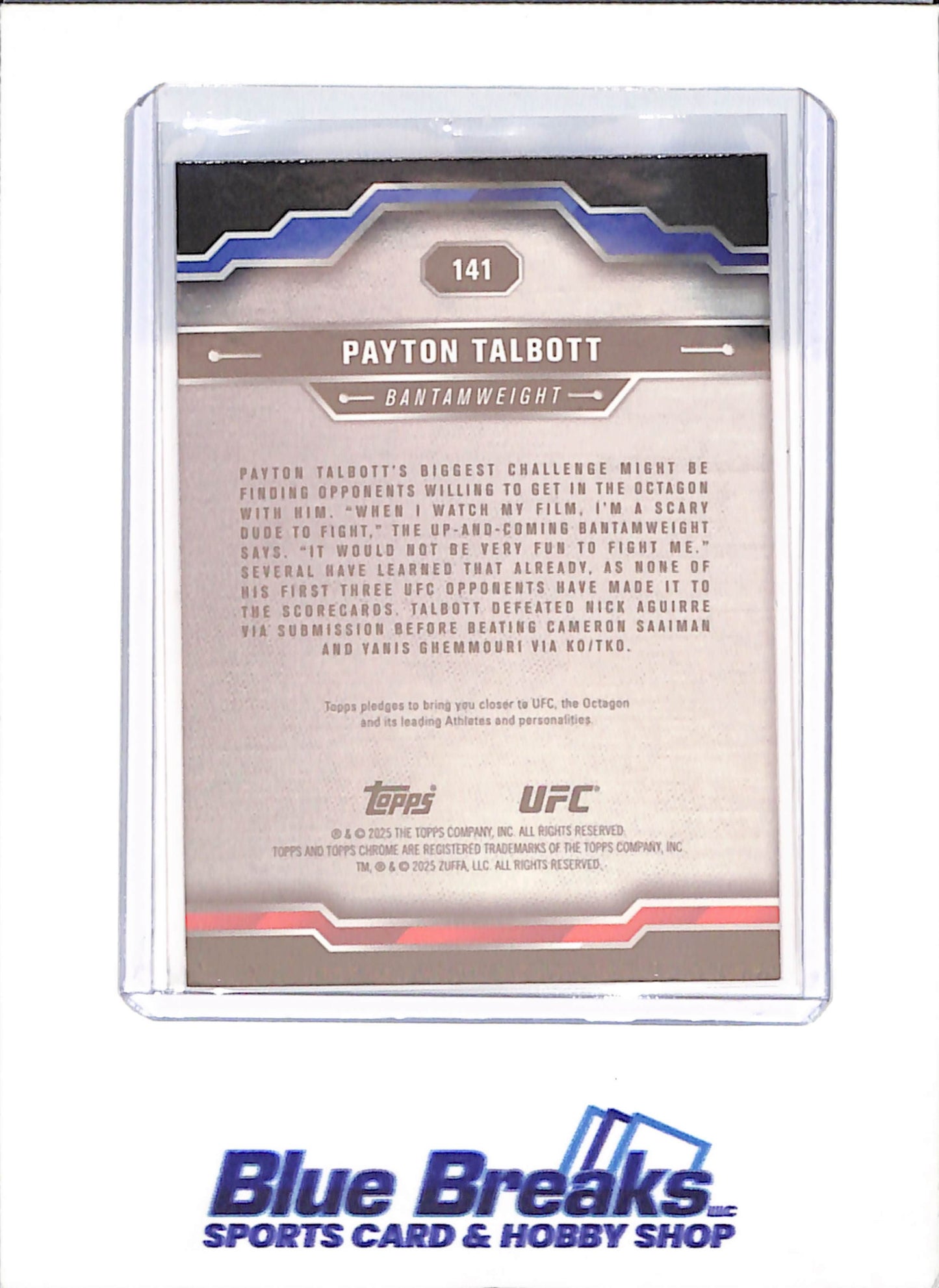 2025 Topps Chrome Sapphire - Payton Talbott - RC - UFC - #141 - drop