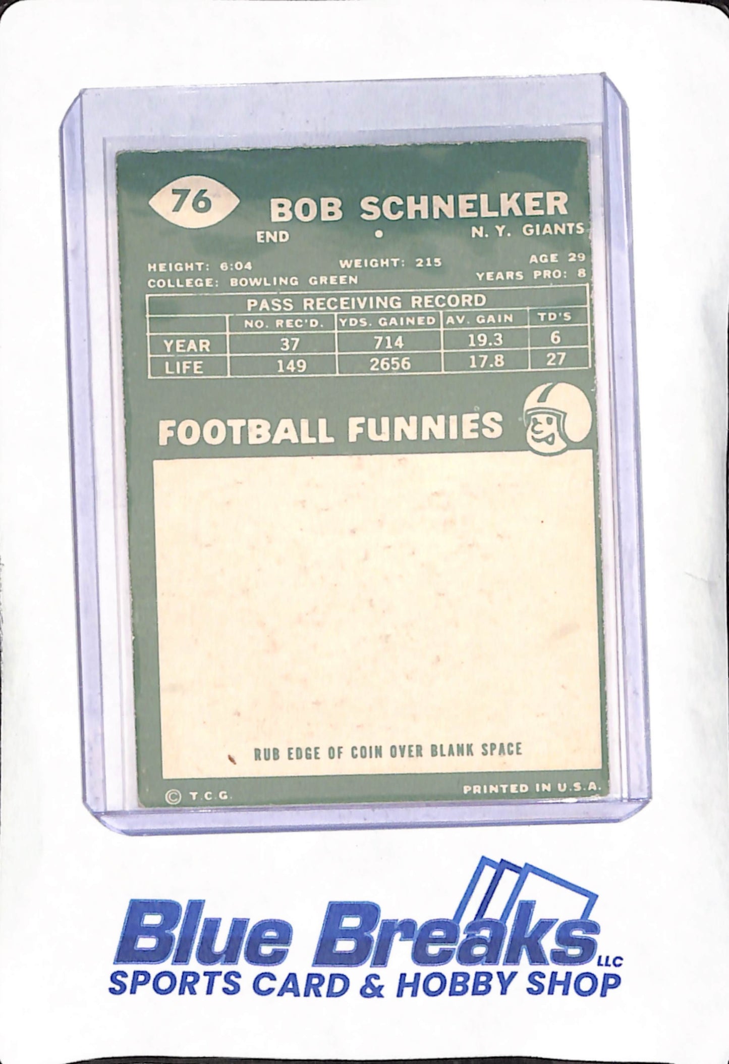 1960 Topps - Bob Schnelker - New York Giants - Football - #76