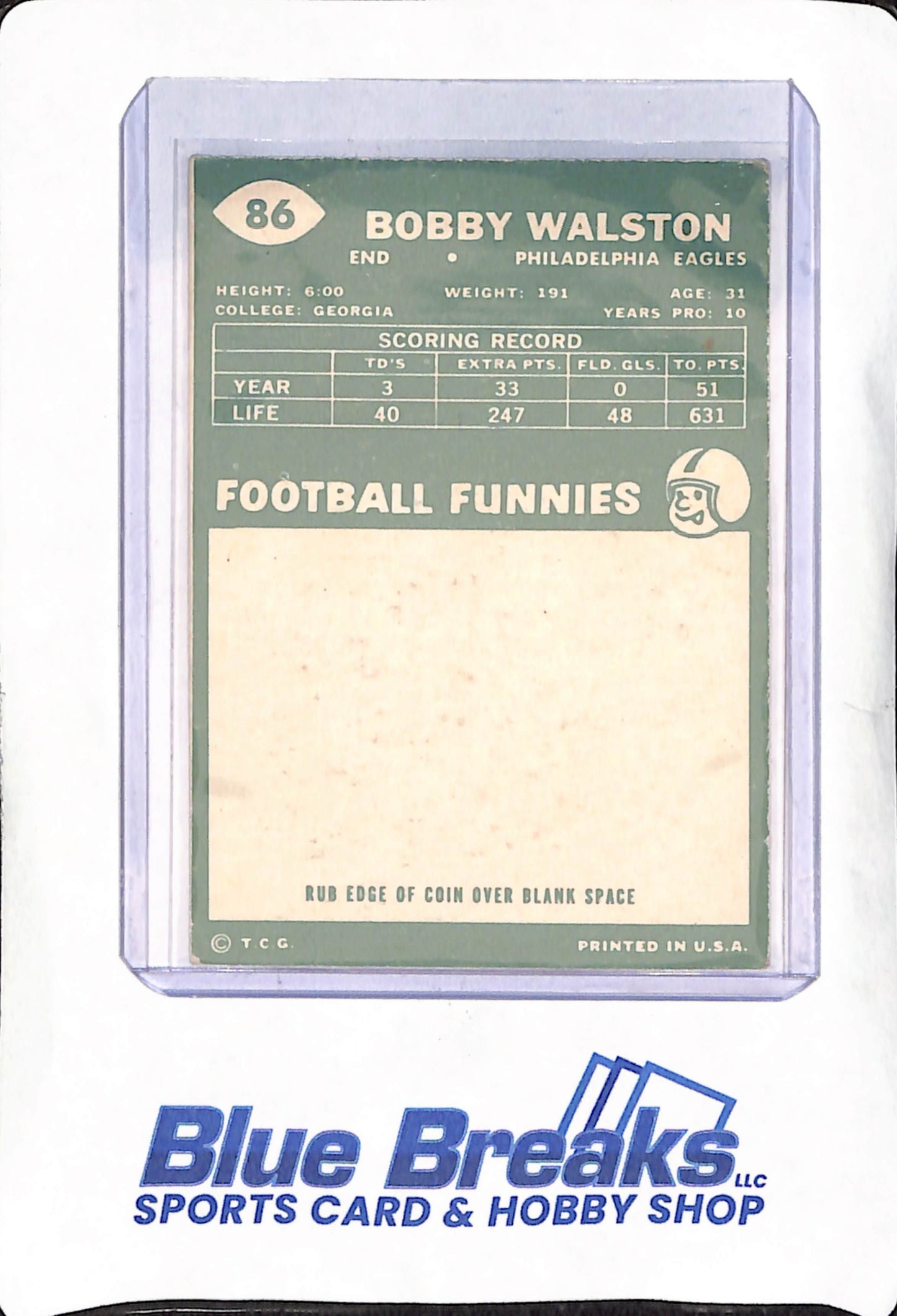 1960 Topps - Bobby Walston - Philadelphia Eagles - Football - #86