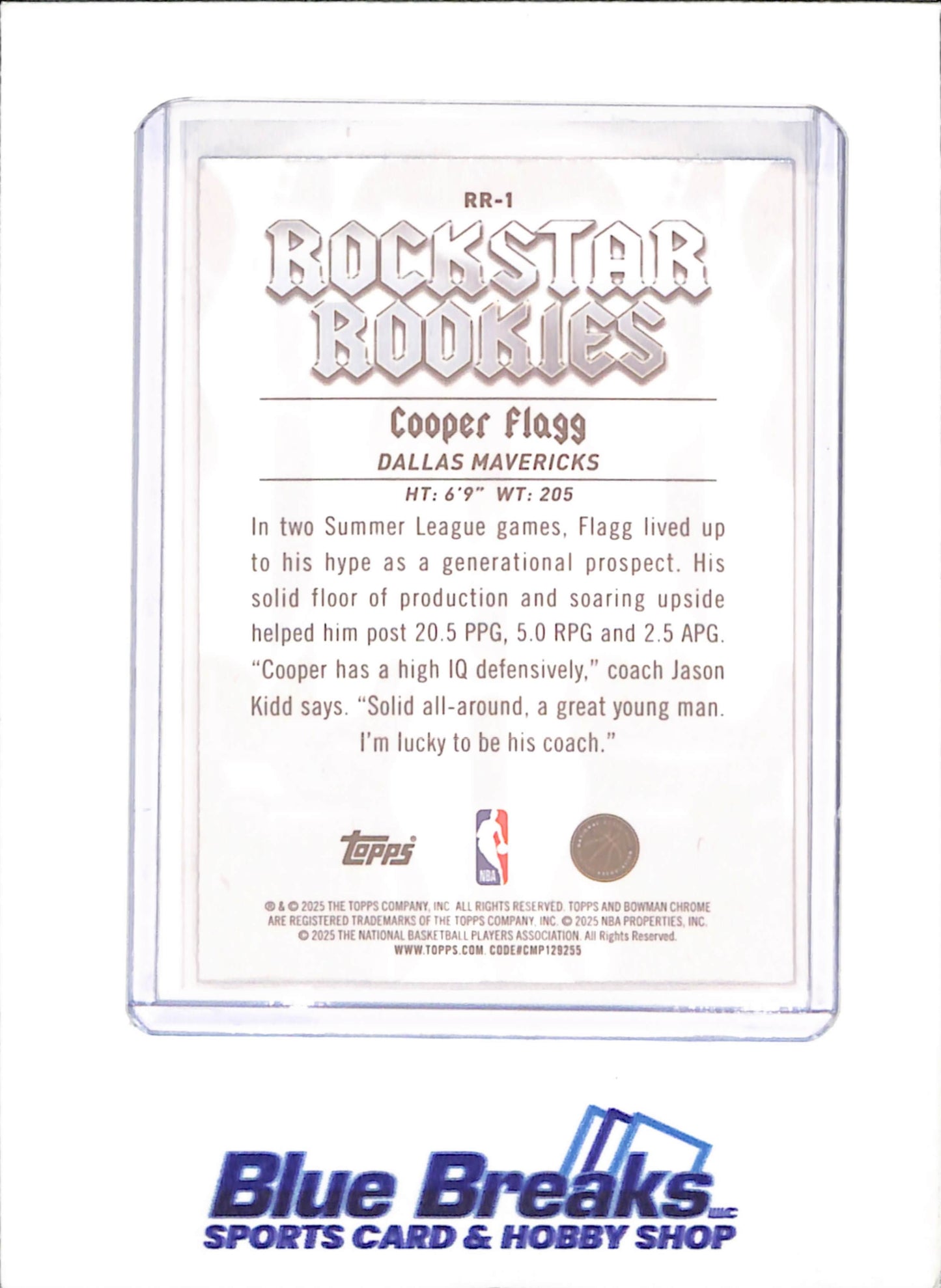 2025-26 Bowman Chrome - Cooper Flagg - Rockstar Rookies - Dallas Mavericks - Basketball - #RR-1 - drop