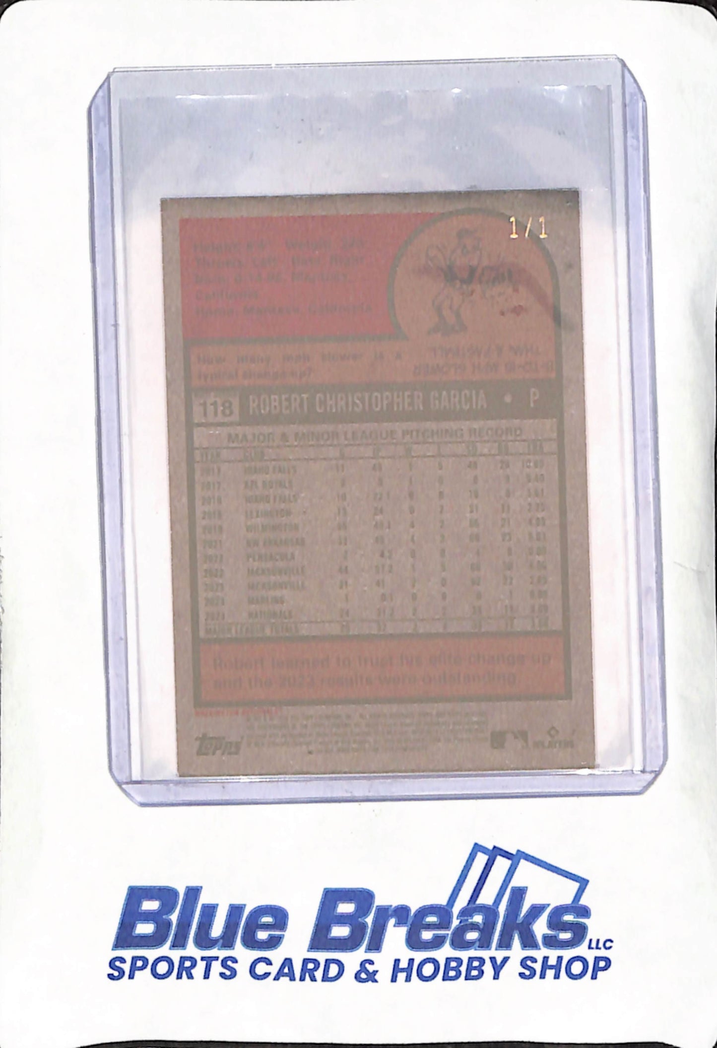 2024 Topps Heritage - Robert Christopher Garcia - Mini RC - Washington Nationals - Baseball - 1/1 - #118