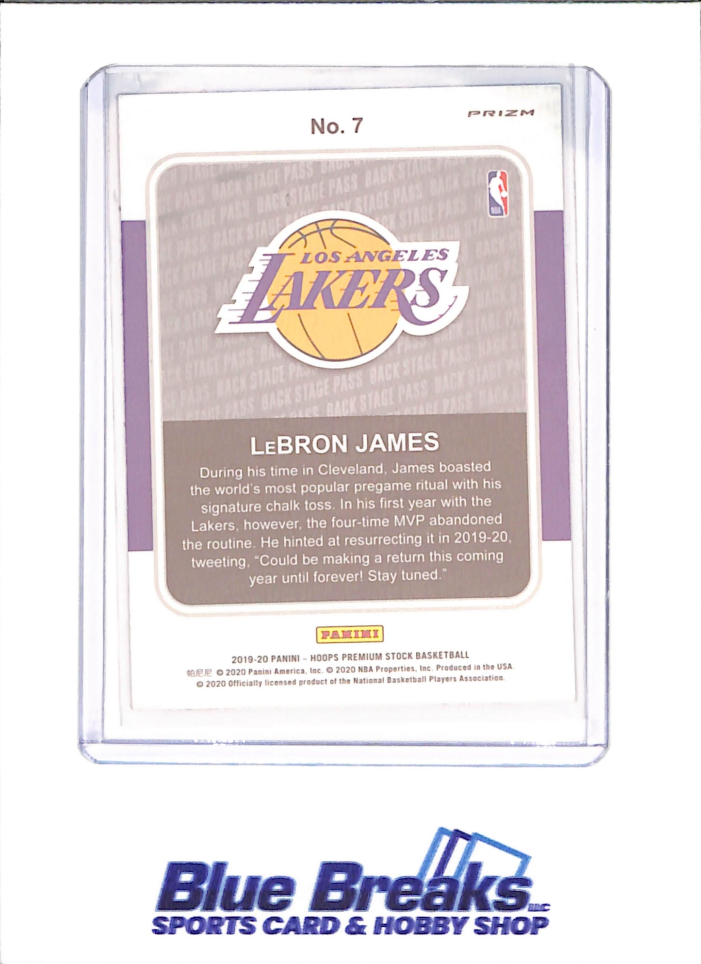 2019-20 Panini Hoops Premium Stock - Lebron James - Backstage Pass Blue - Los Angeles Lakers - Basketball - #7 - drop