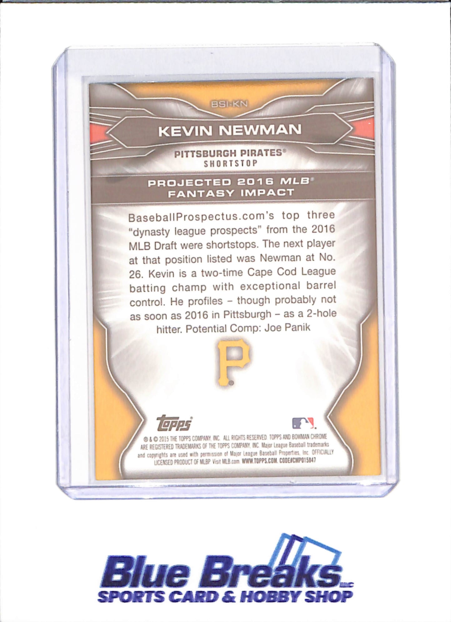 2019 Archives Signature Series - Kevin Newman - 2015 Bowman Chrome - Bowman Scouts Fantasy Impact Autograph - 9/14 - Pittsburgh Pirates - Baseball - #BSI-KN - drop