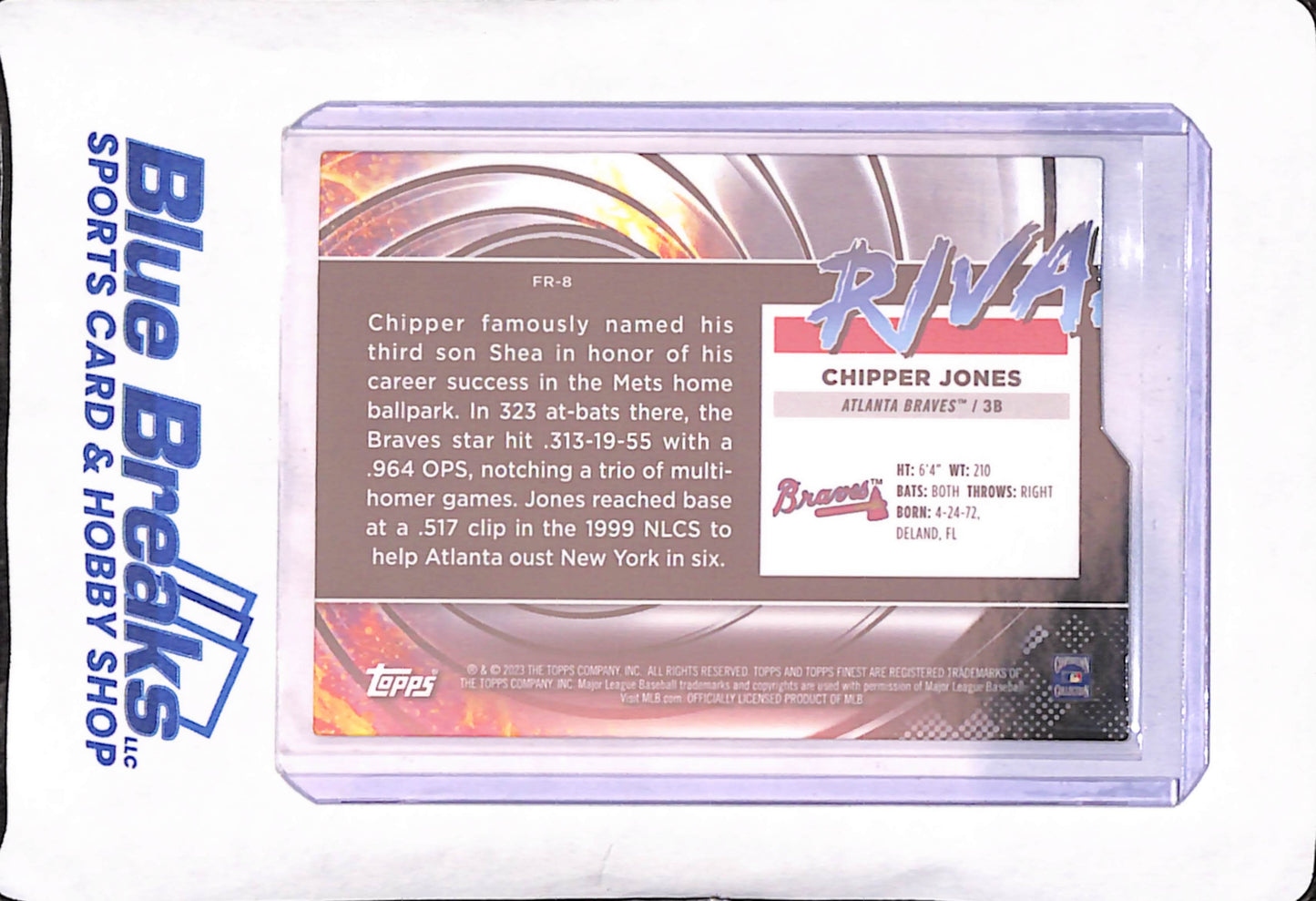 2023 Topps Finest - Chipper Jones - Rivalries Die Cut - Kintsukuroi Black Gold - Atlanta Braves - Baseball - #FR-8