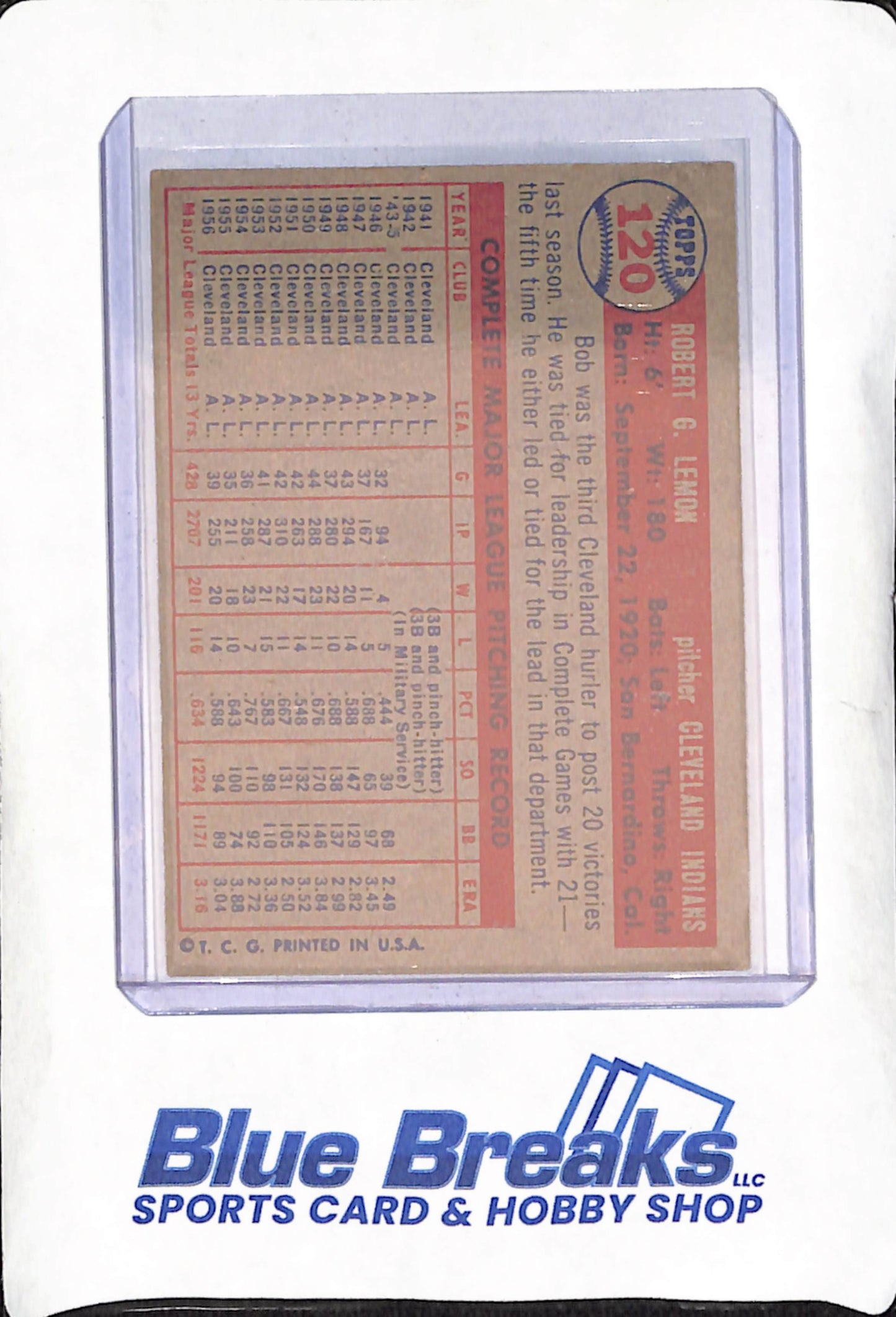 1957 Topps - Bob Lemon - Cleveland Indians - Baseball - #120