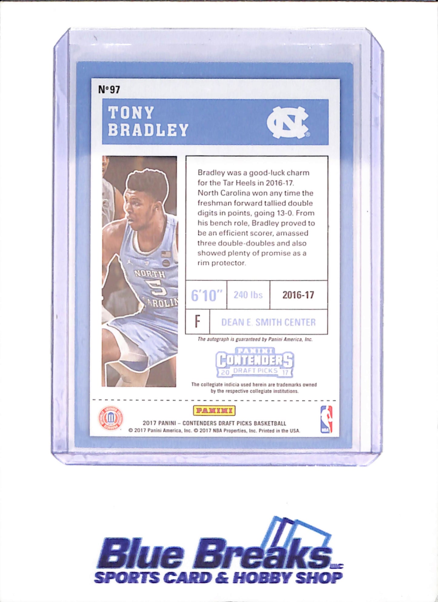 2017 Panini Contenders Draft Picks - Tony Bradley - Autograph - RC - University of North Carolina - Basketball - #97 - drop