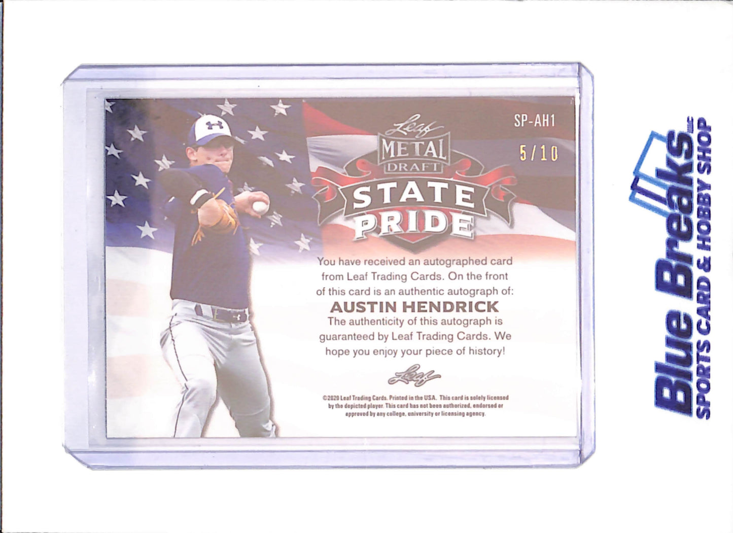 2020 Leaf Metal Draft - Austin Hendrick - State Pride Autograph - 5/10 - Baseball - #SP-AH1 - drop