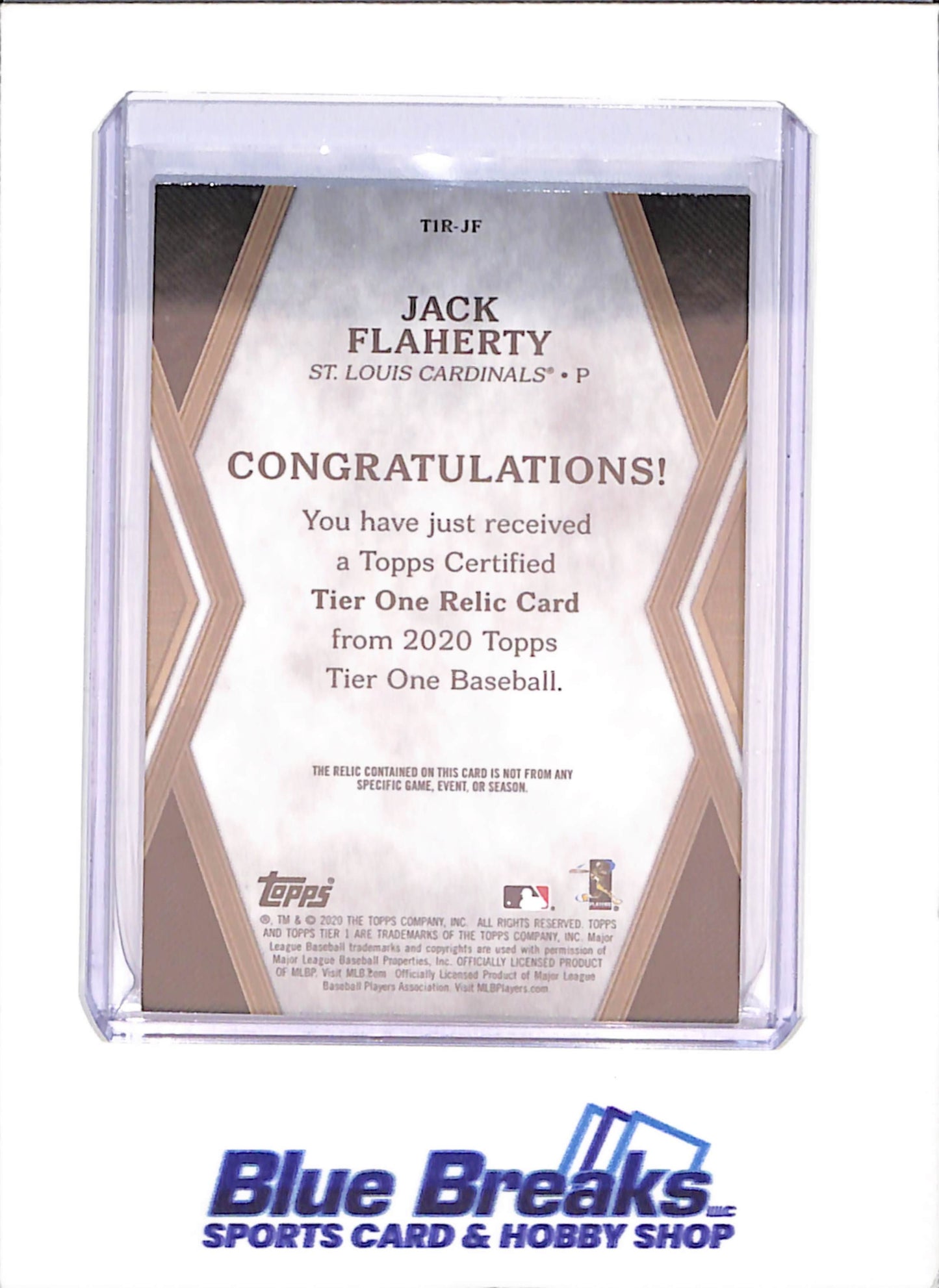 2020 Topps Tier One - Jack Flaherty - Relic - 306/395 - St Louis Cardinals - Baseball - #TIR-JF - drop