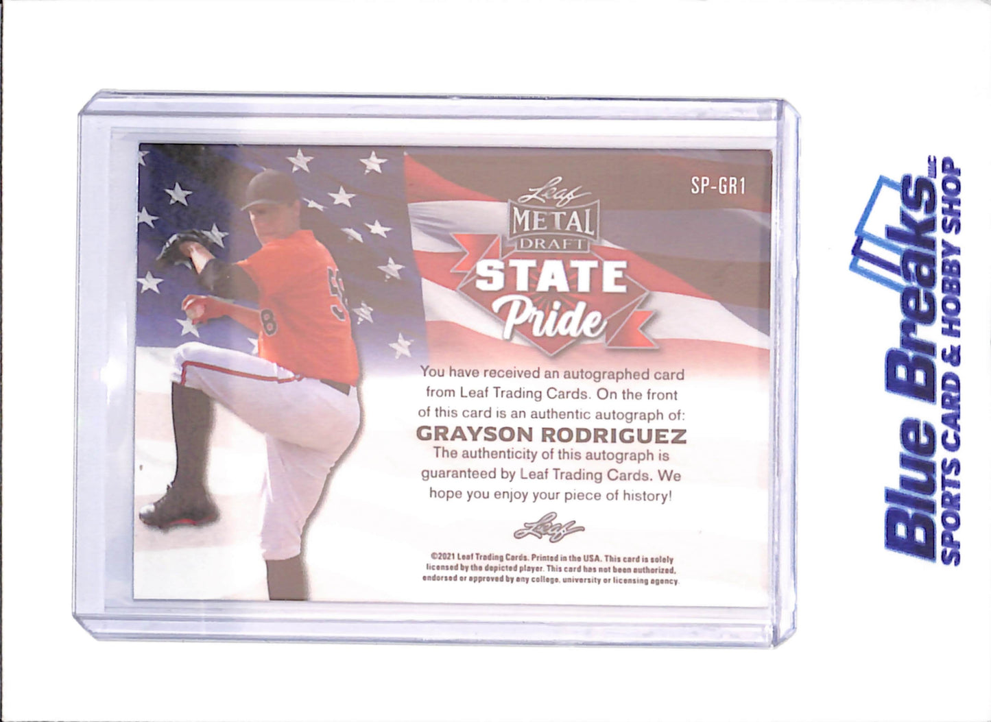 2021 Leaf Metal Draft - Grayson Rodriguez - State Pride - Autograph - Baseball - #SP-GR1 - drop