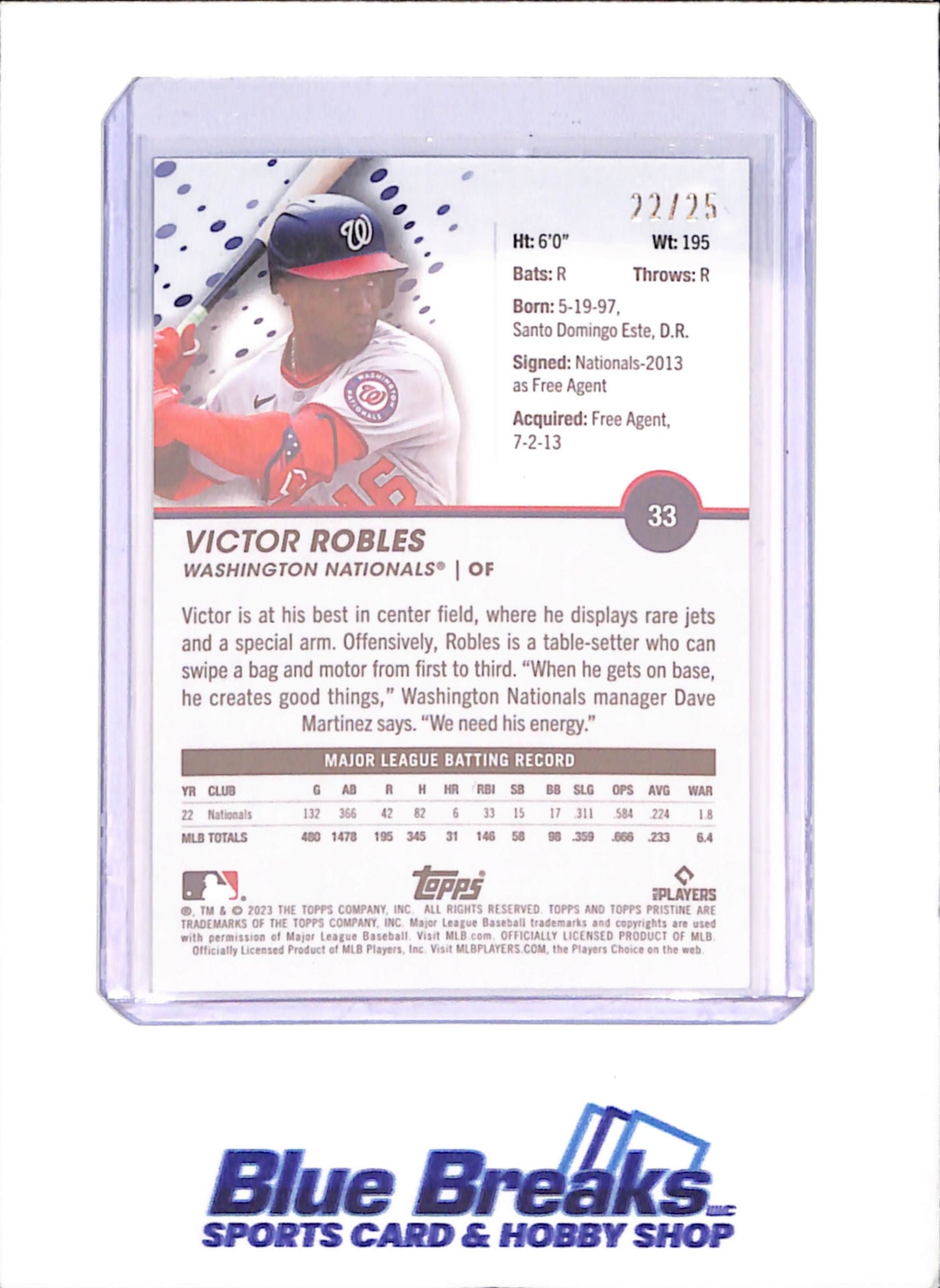 2023 Topps Pristine - Victor Robles - 22/25 - Washington Nationals - Baseball - #33 - drop