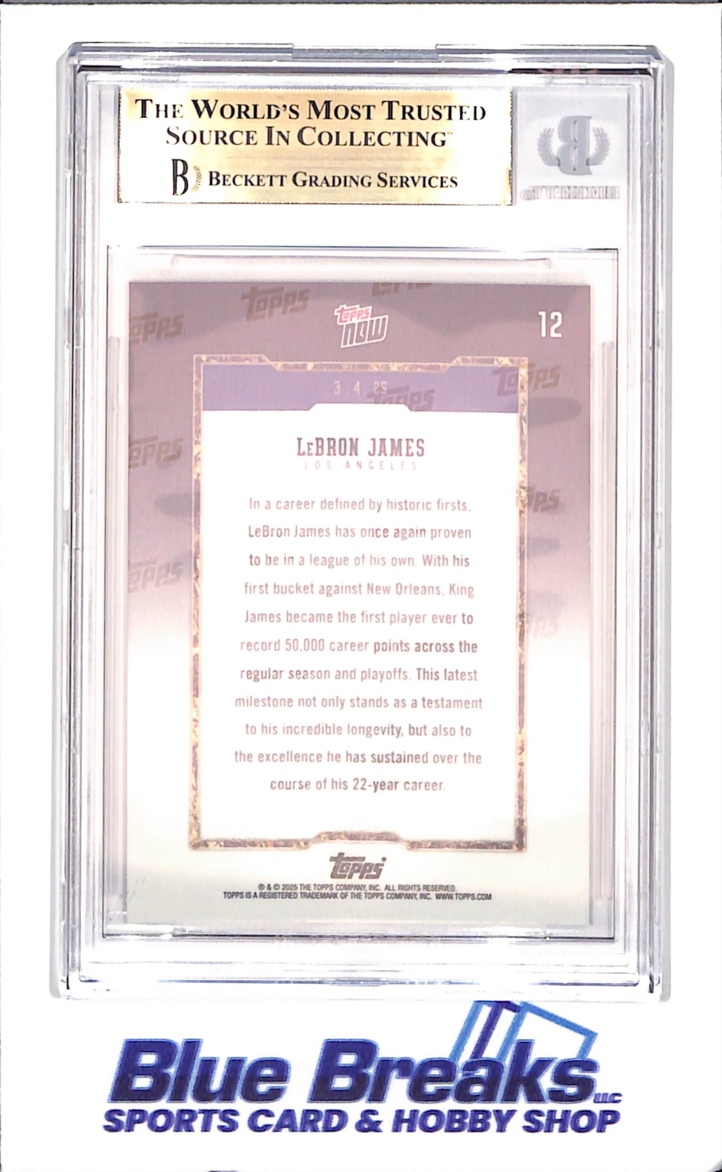 2024 Topps Now - Lebron James - 50K Career Points - BGS 9.5 - Los Angeles Lakers - Basketball - #12 - drop