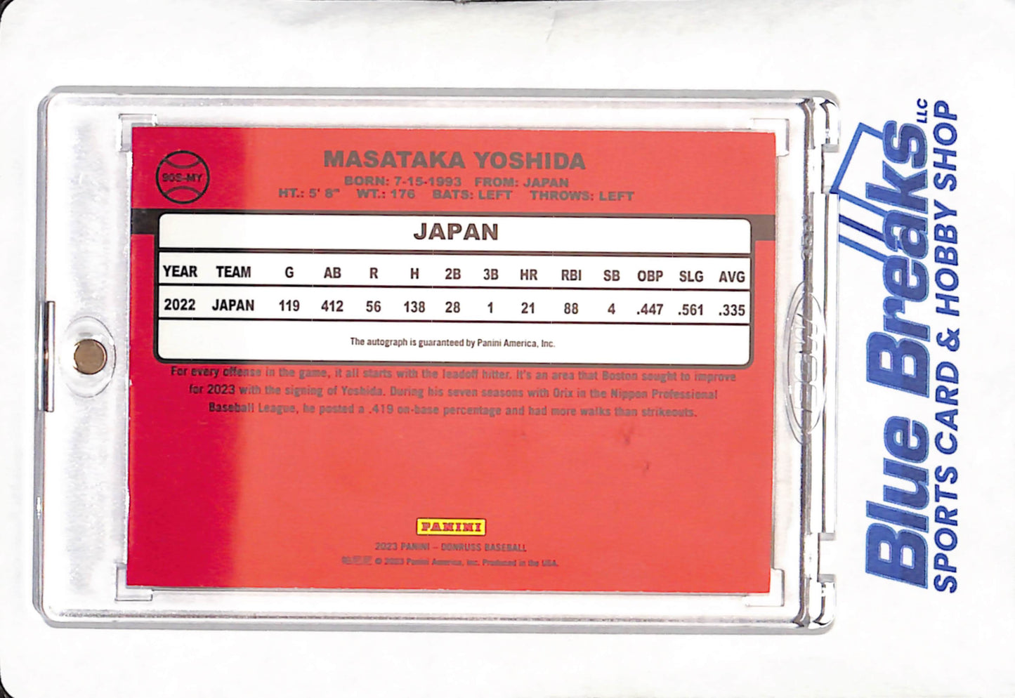 2023 Panini Donruss - Masataka Yoshida - Boston Red Sox - Autograph - 47/99 - Baseball - #90S-MY