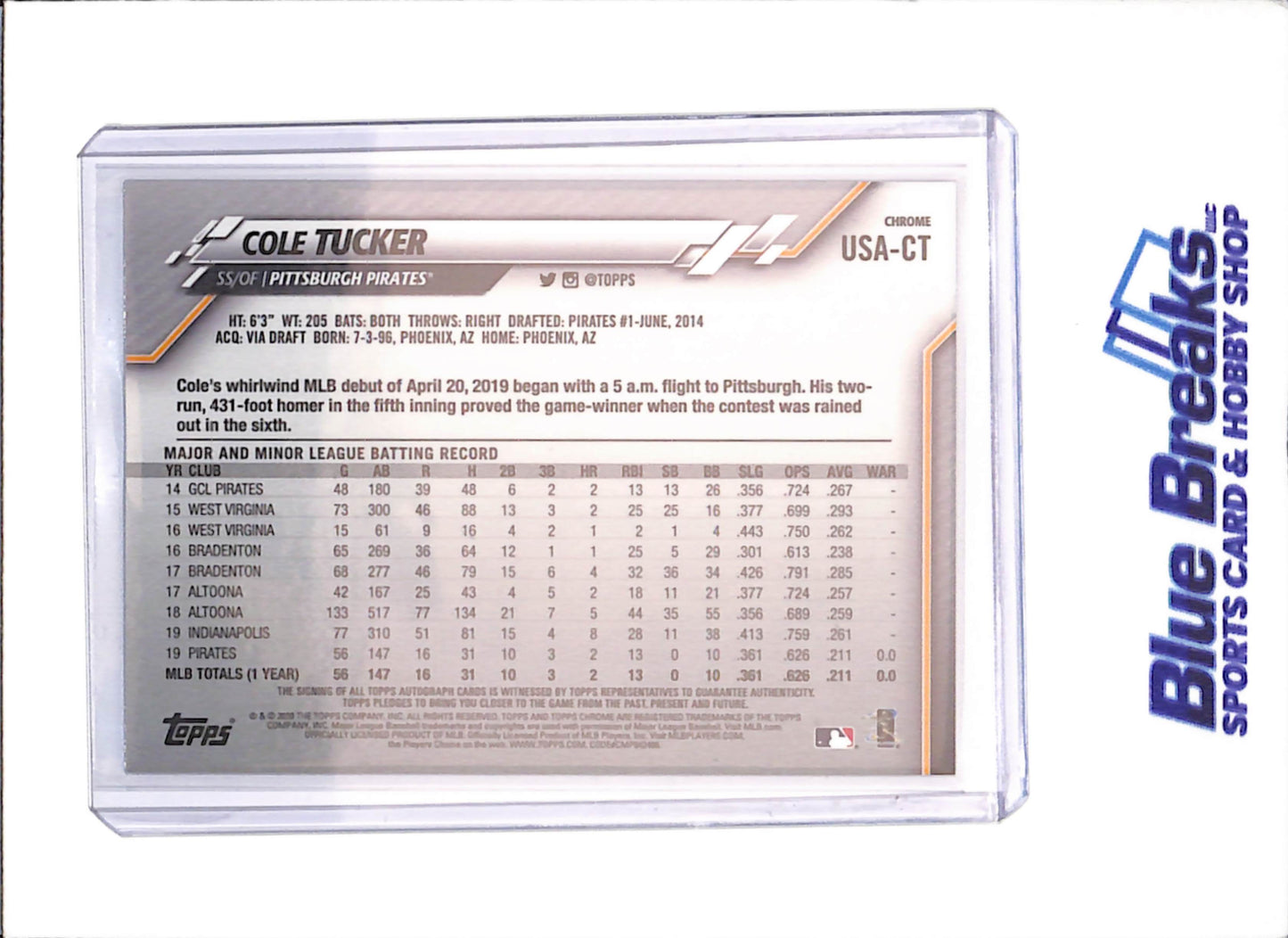 2020 Topps Chrome - Cole Tucker - Autograph - Pittsburgh Pirates - Baseball - #USA-CT - drop