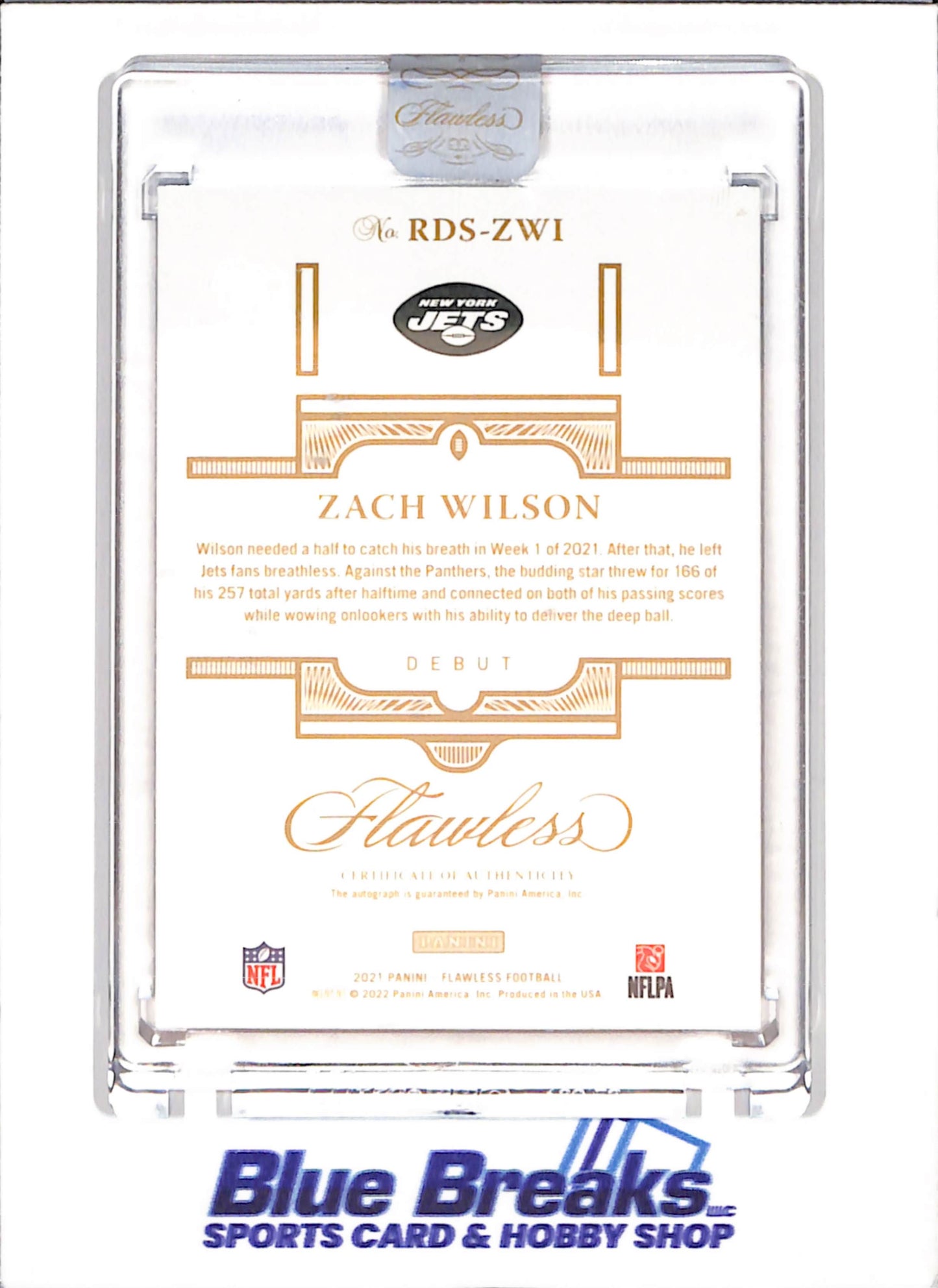 2021 Panini Flawless - Zach Wilson - Rookie Debut Signatures - 11/15 - New York Jets - Football - #RDS-ZWI - drop