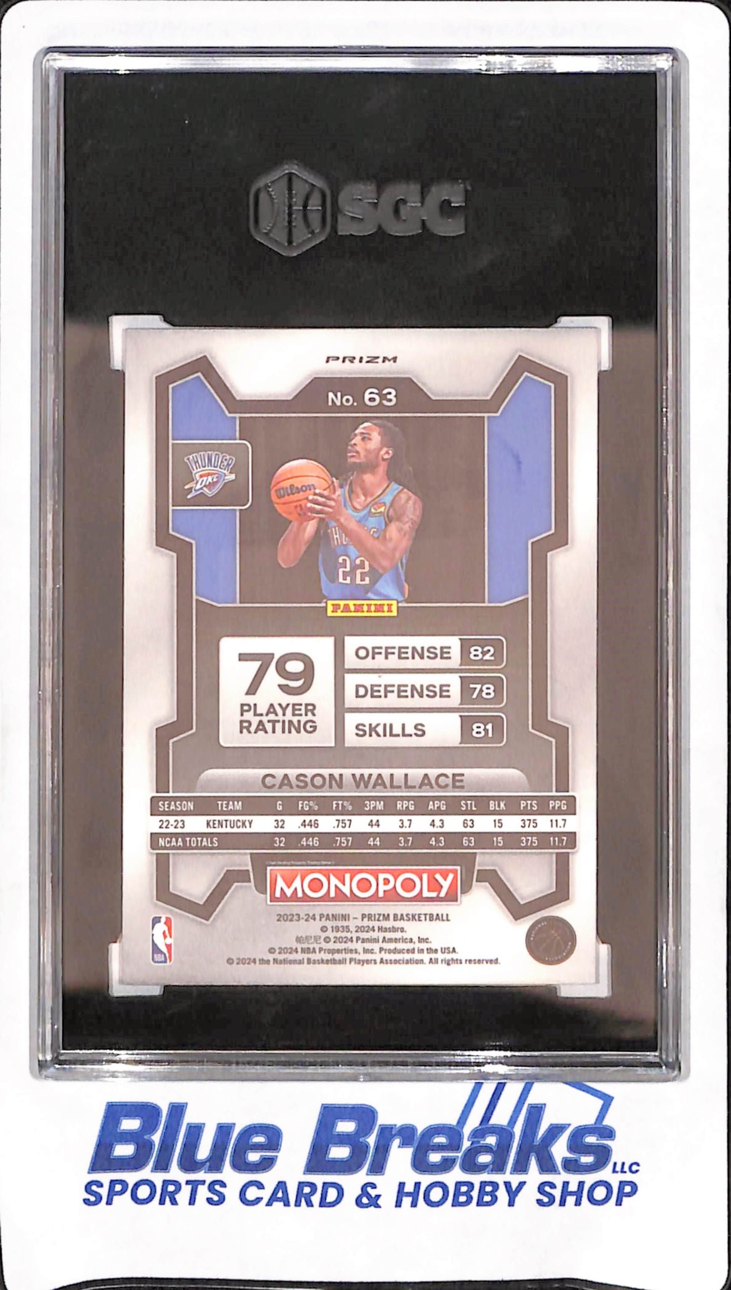 2023-24 Panini Prizm Monopoly - Cason Wallace - Purple Prizm - RC - Oklahoma City Thunder - Baskeball - SGC 9.5 - #63