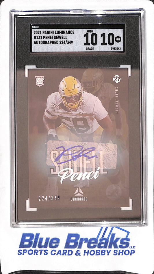2021 Panini Luminance - Penei Sewell - Autograph - RC - Detroit Lions - Football - 224/349 - SGC 10/Auto 10 - #131