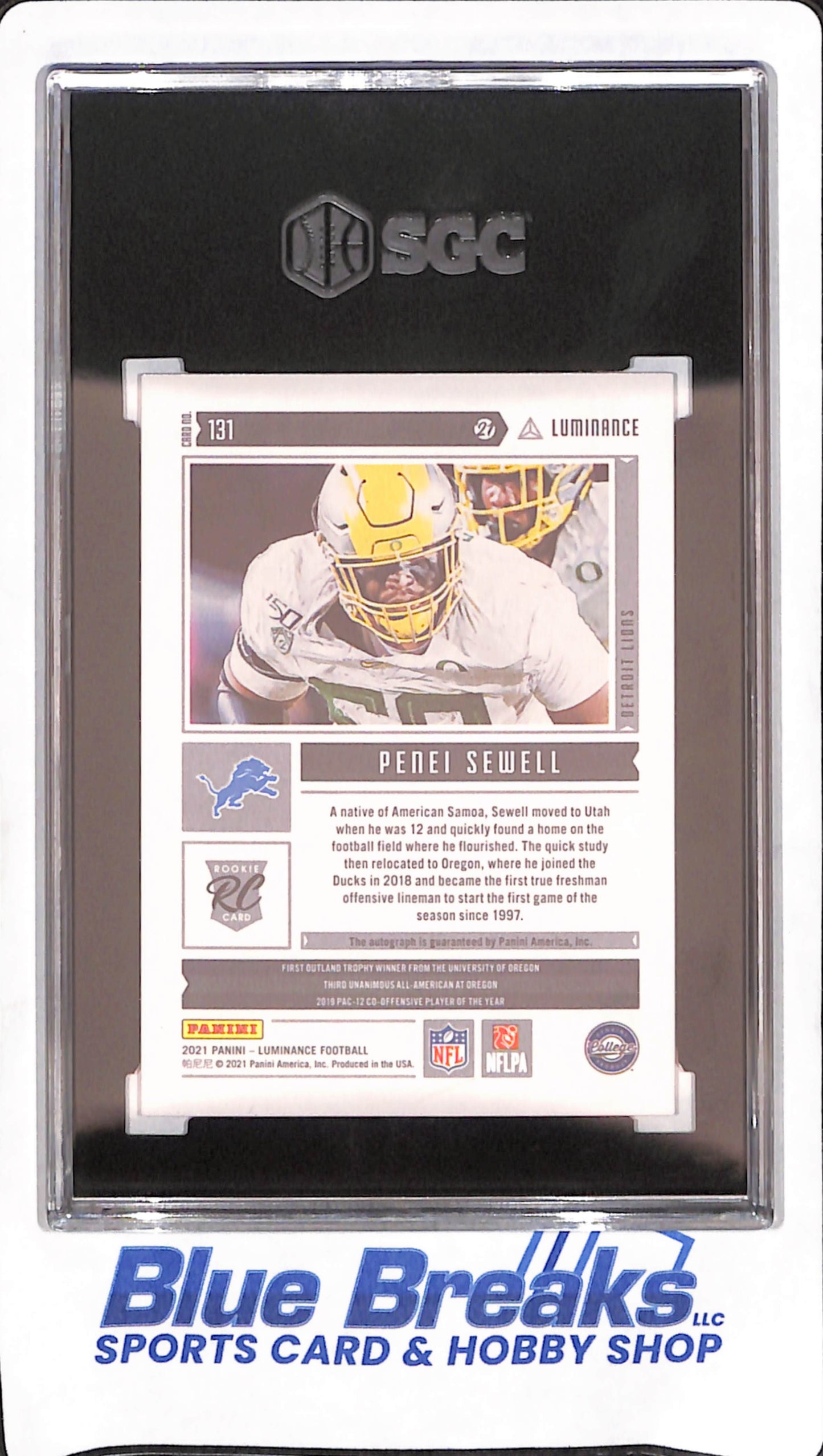 2021 Panini Luminance - Penei Sewell - Autograph - RC - Detroit Lions - Football - 224/349 - SGC 10/Auto 10 - #131