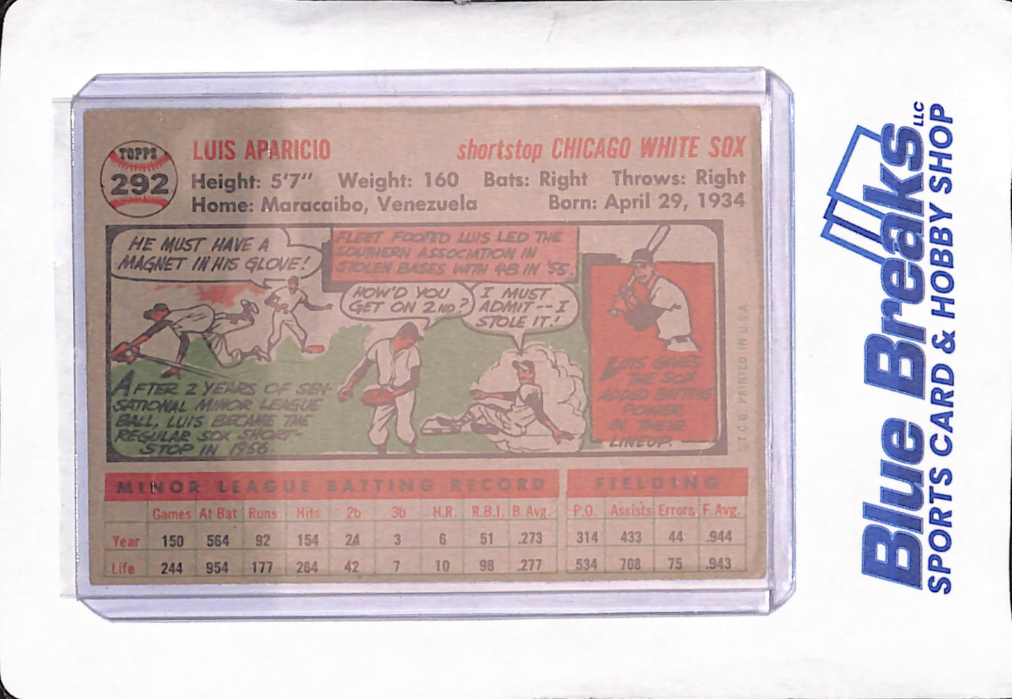 1956 Topps - Luis Aparicio - Chicago White Sox - Baseball - #292