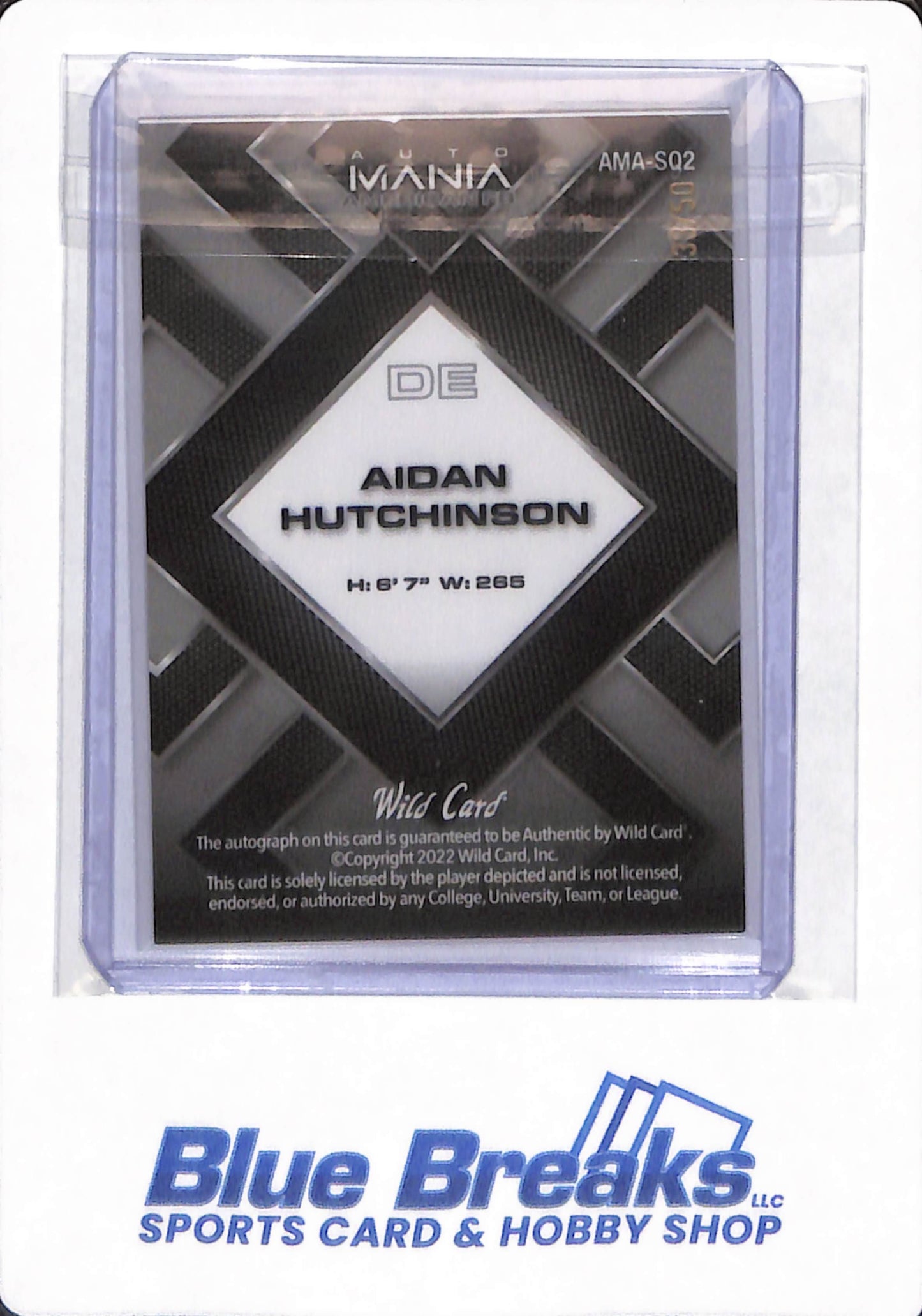 2022 Wild Card - Aidan Hutchinson - # AMA-SQ2 - Detroit Lions - Football - Autographed - 33/50