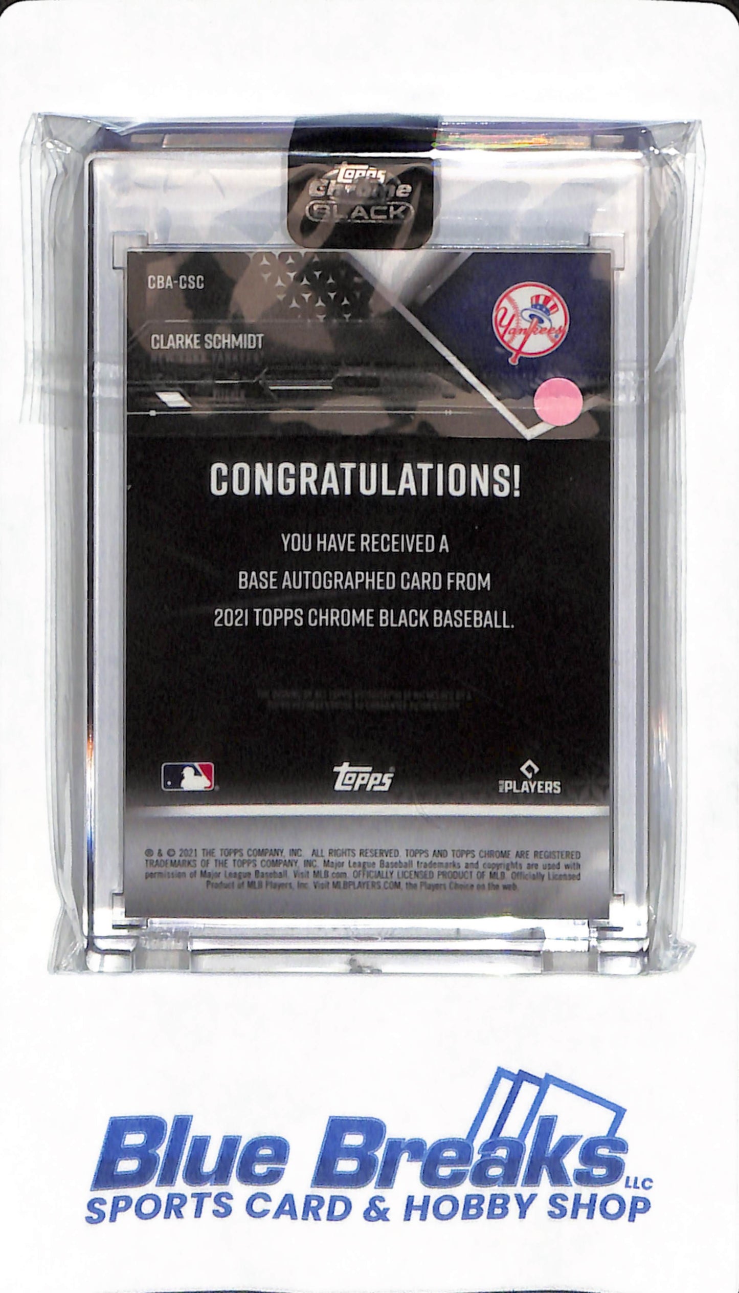 2021 Topps Chrome Black - Clarke Schmidt - #CBA-CSC - New York Yankees - Baseball - Autographed