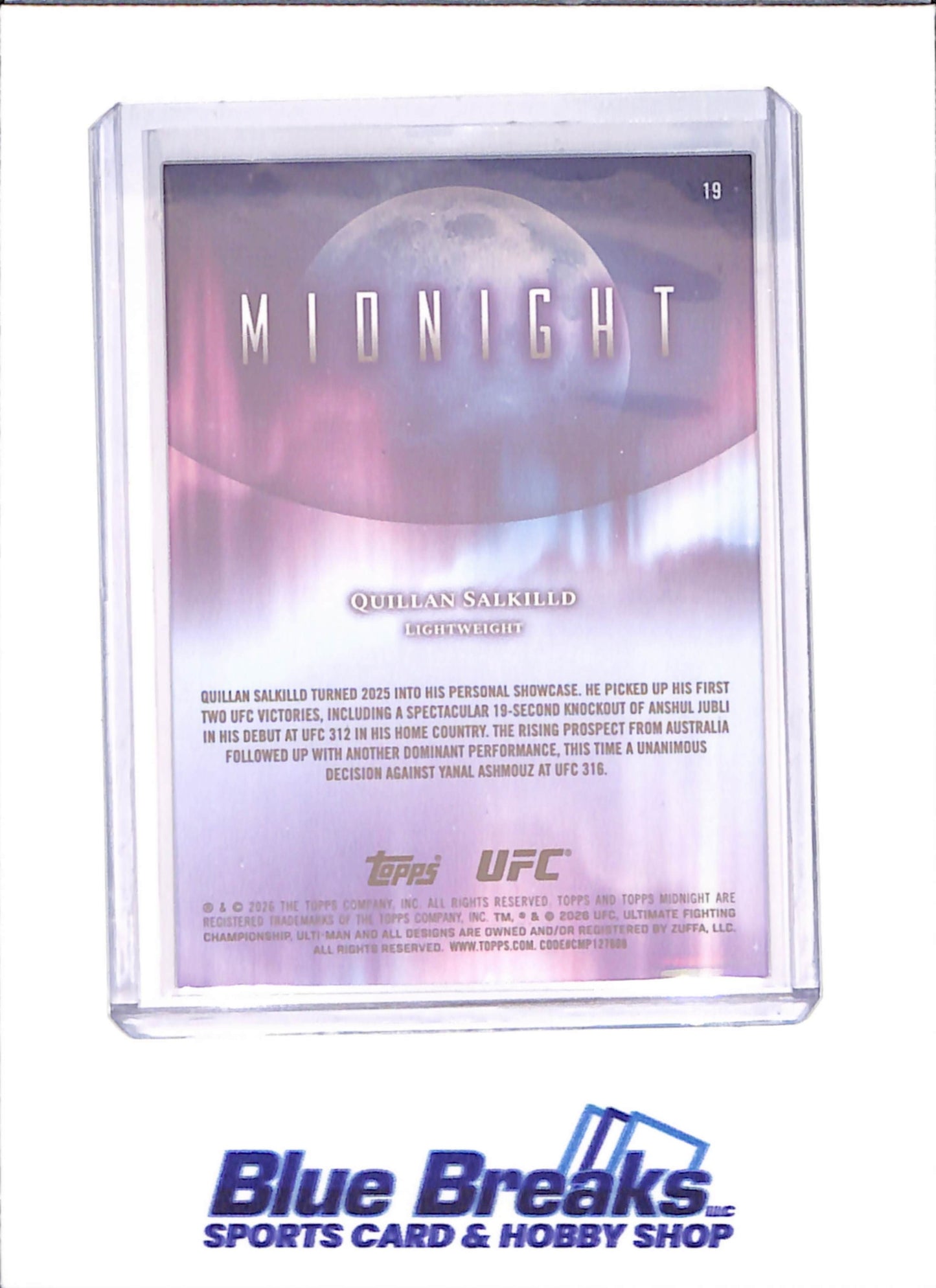 2026 Topps Midnight - Quillan Salkilld - 28/125 - RC - UFC - #19 - drop