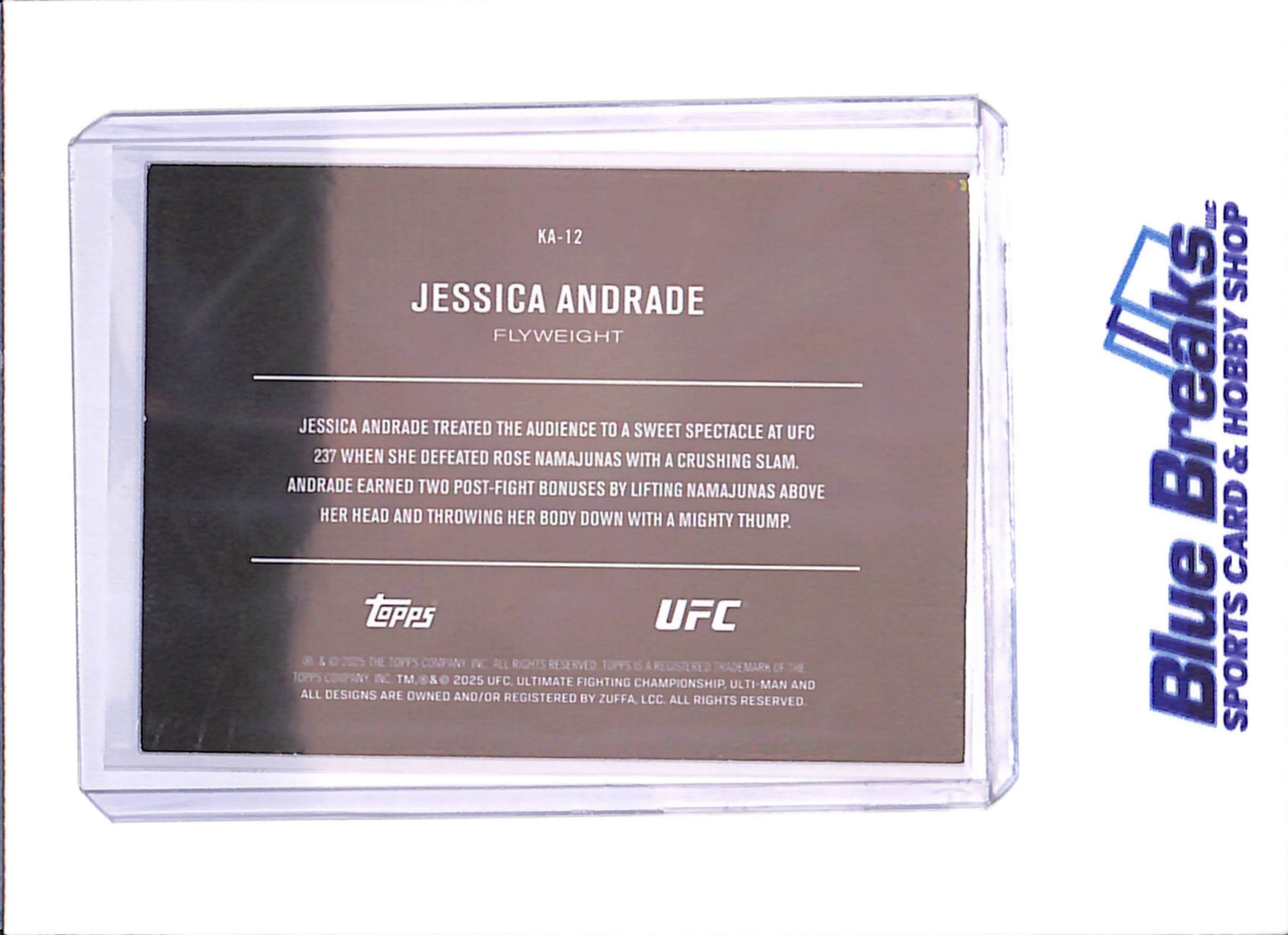2025 Topps - Jessica Andrade - Knockout Artist - 20/50 - UFC - #KA-12 - drop