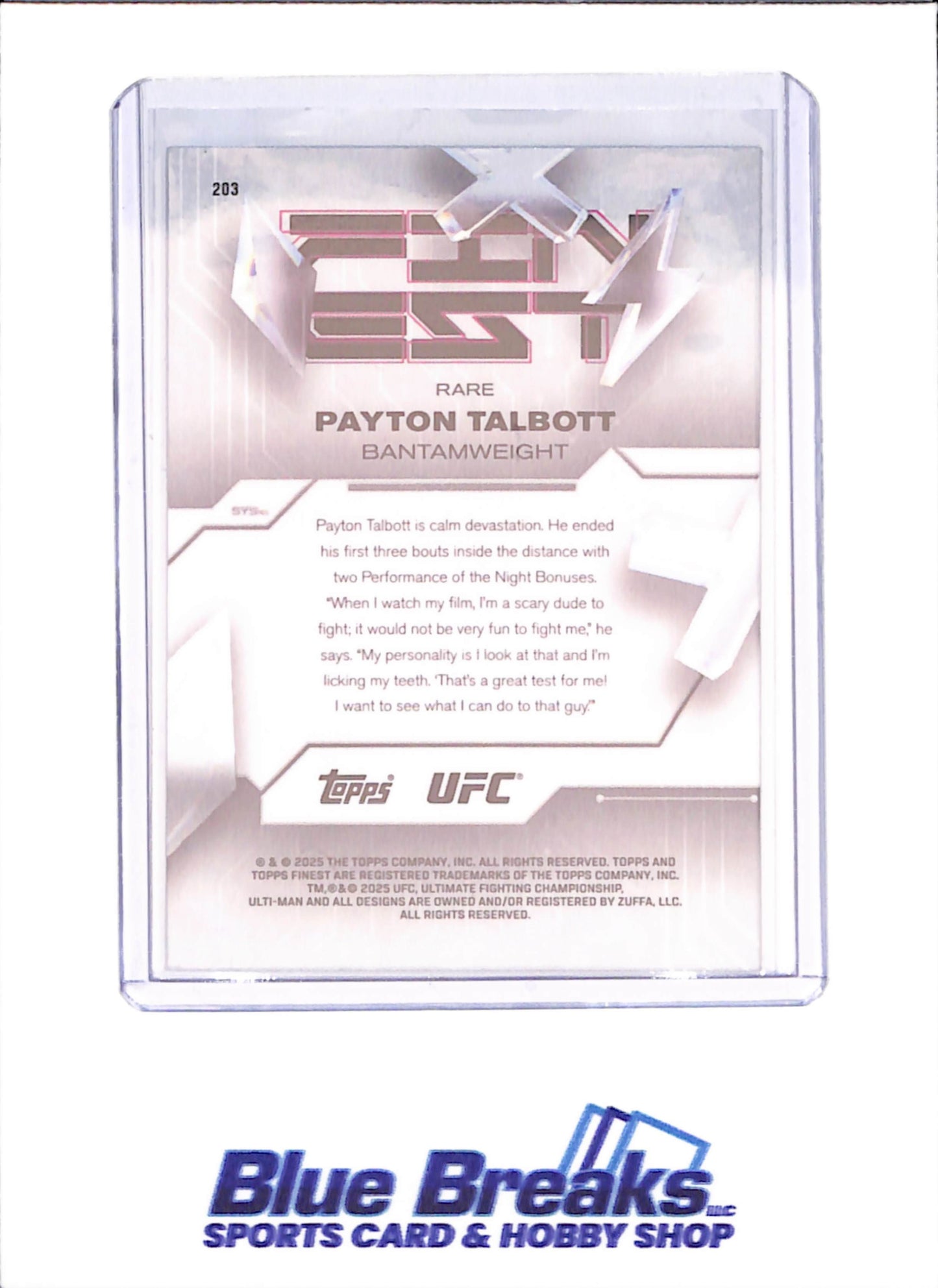 2025 Topps Finest - Payton Talbott - 59/99 - RC - UFC - #203 - drop