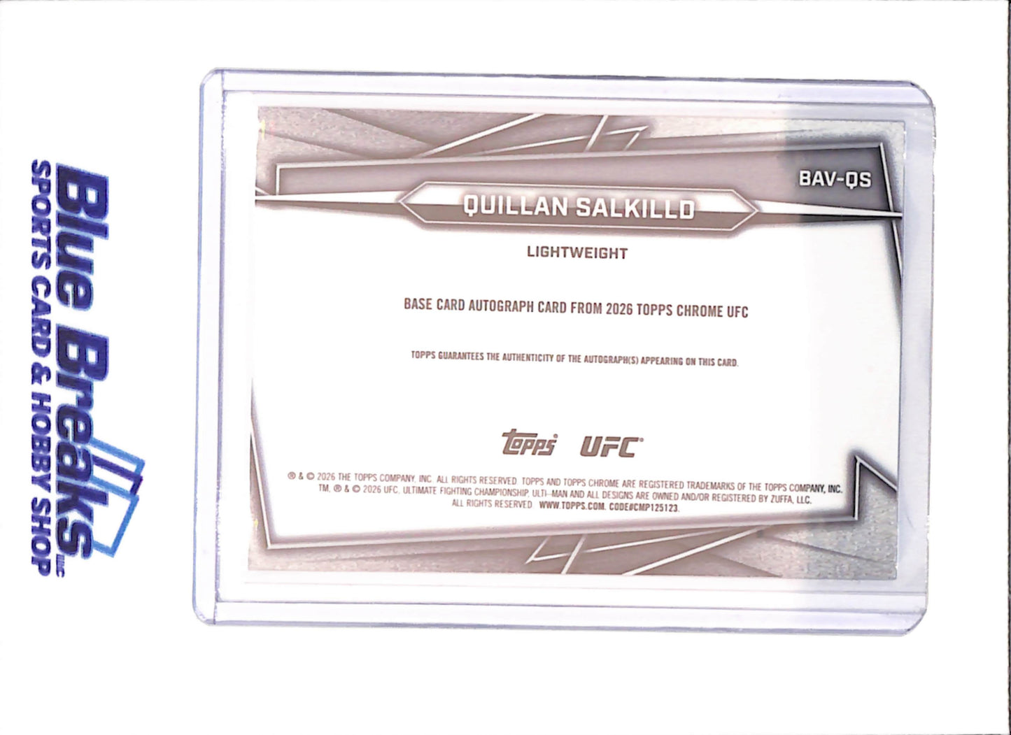 2026 Topps Chrome - Quillan Salkilld - Autograph - RC - UFC - #BAV-QS - drop