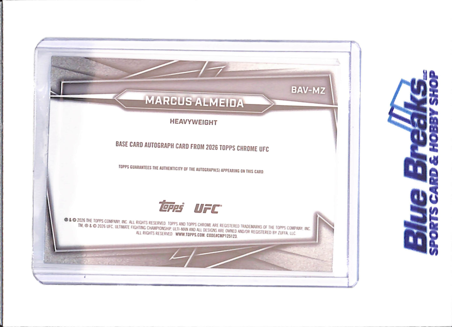 2026 Topps Chrome Sapphire - Marcus Almeida - Blue Autograph - RC - 115/150 - UFC - #BAV-MZ - drop