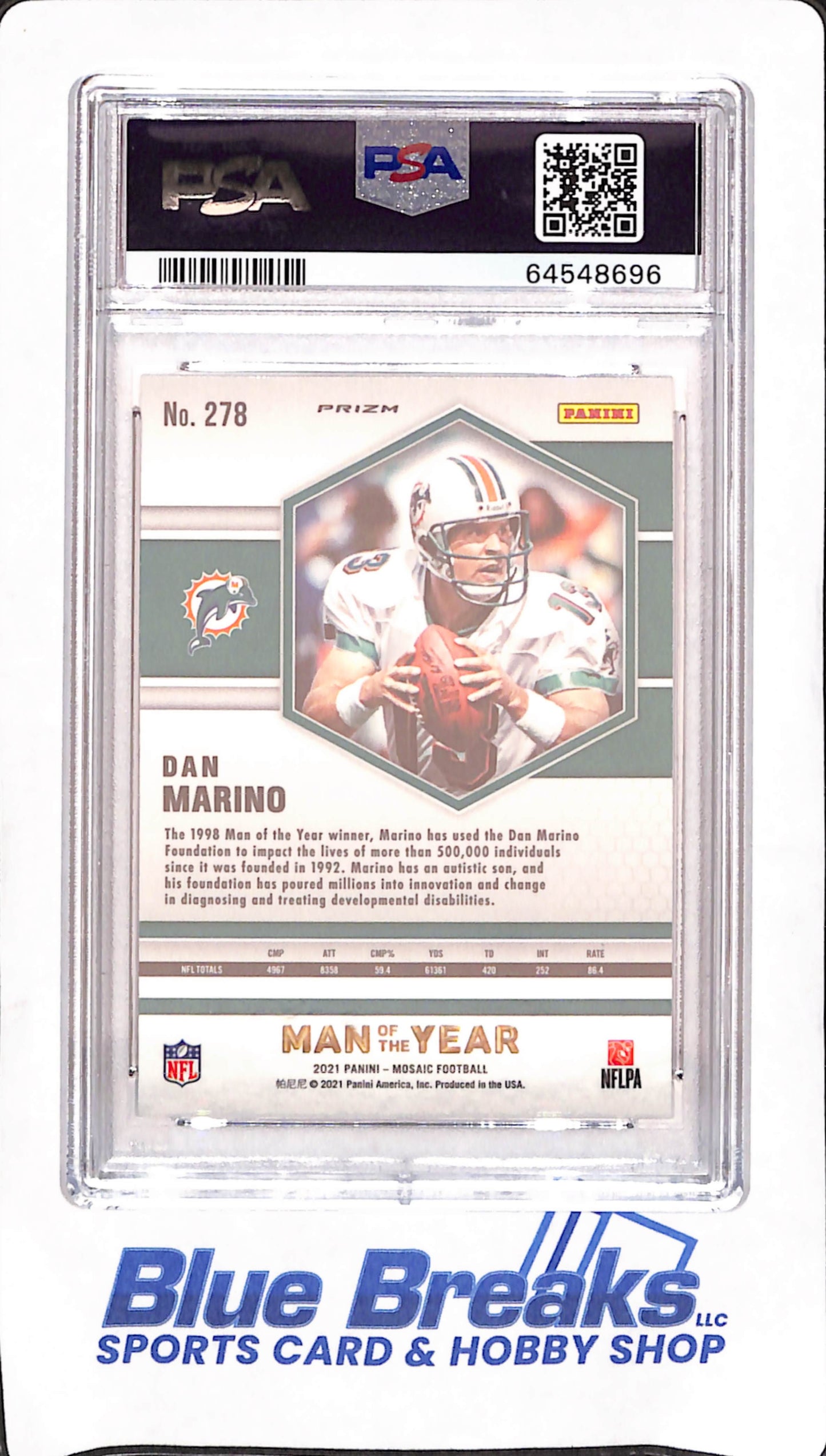 2021 Panini Mosaic - Dan Marino - White Sparkle Man of the Year - Miami Dolphins - Football - PSA Gem Mint 10 - #278