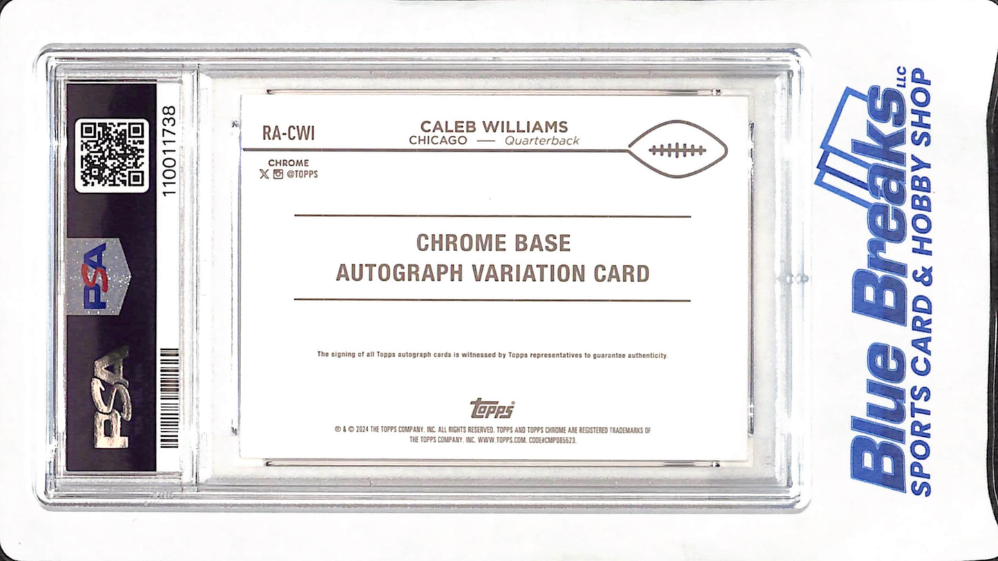 2024 Topps Chrome - Caleb Williams - Autograph - Rookie Blue Refractor - 91/150 - PSA 8 - Chicago Bears - Football - #RACWI