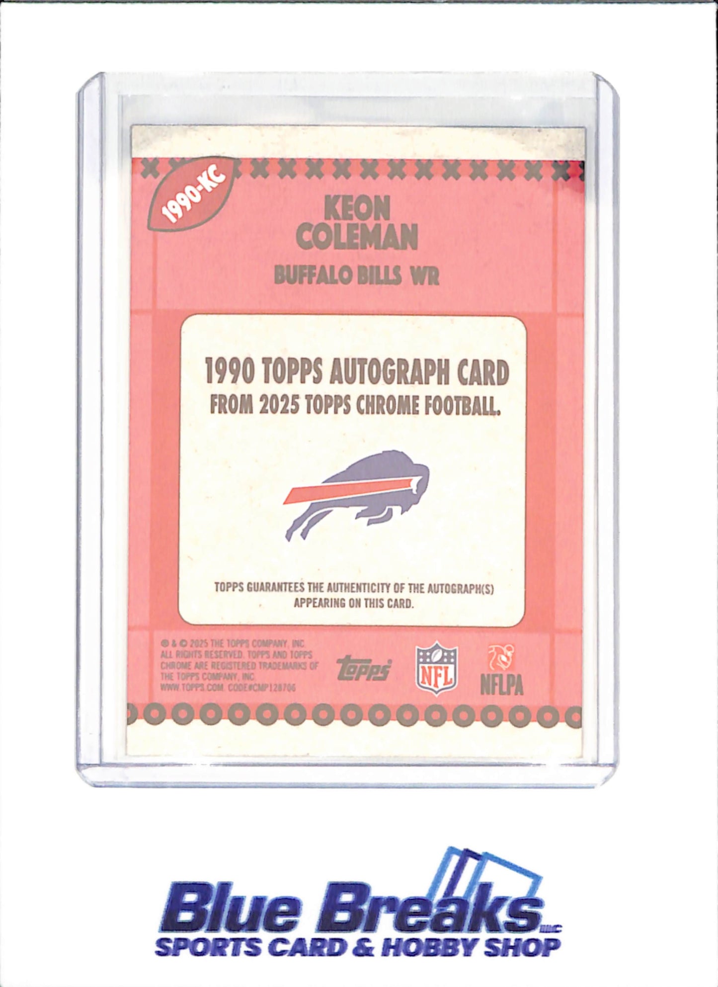 2025 Topps Chrome Sapphire - Keon Coleman - 1990 Topps Autograph - 5/5 - Buffalo Bills - Football - #1990-KC - drop