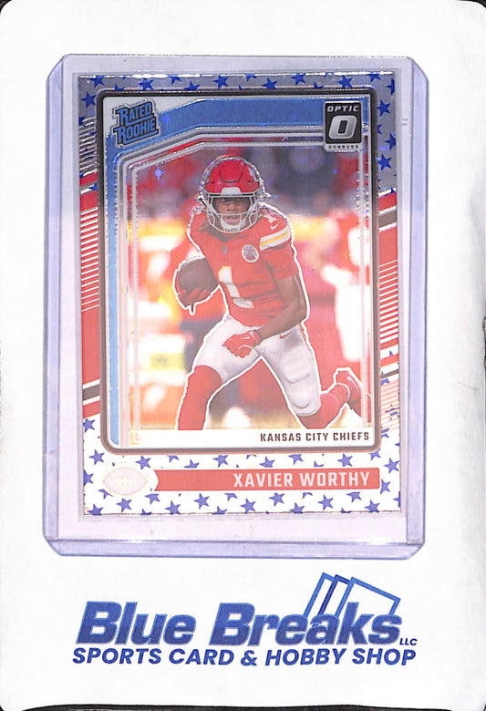 2024 Panini Donruss Optic - Xavier Worthy - Stars Prizm Rated Rookie - Kansas City Chiefs - Football - #300