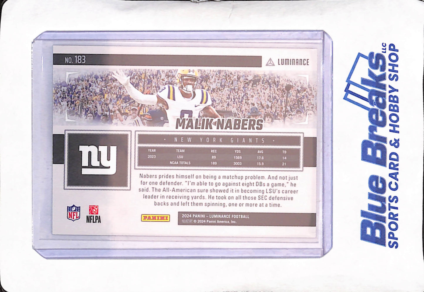 2024 Panini Luminance- Malik Nabers - RC Teal - 26/35 - New York Giants - Football - #183