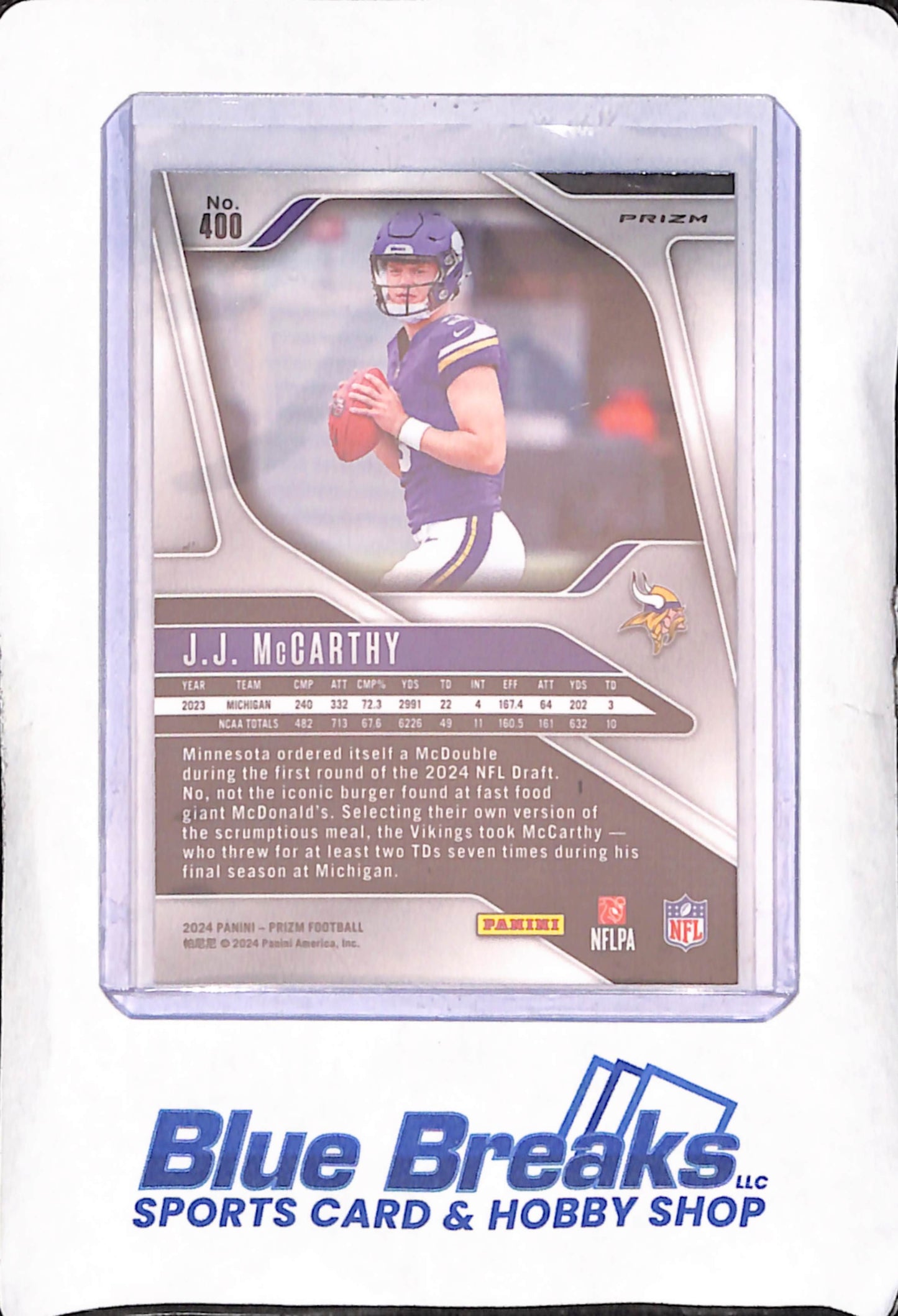 2024 Panini Prizm - JJ McCarthy - Green Wave Rookie - Minnesota Vikings - Football - #400