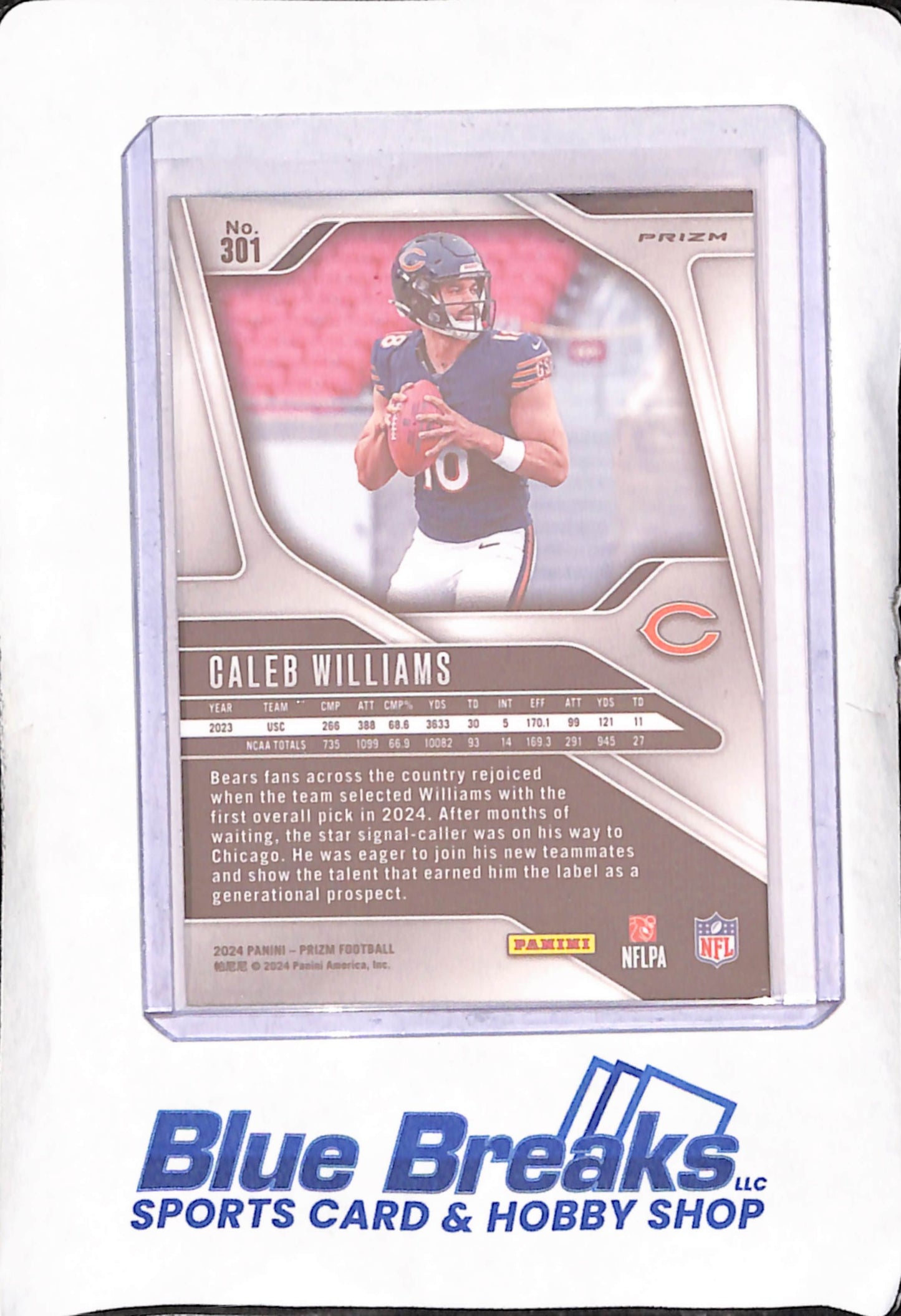 2024 Panini Prizm - Caleb Williams - Orange Lazer RC - Chicago Bears - Football - #301